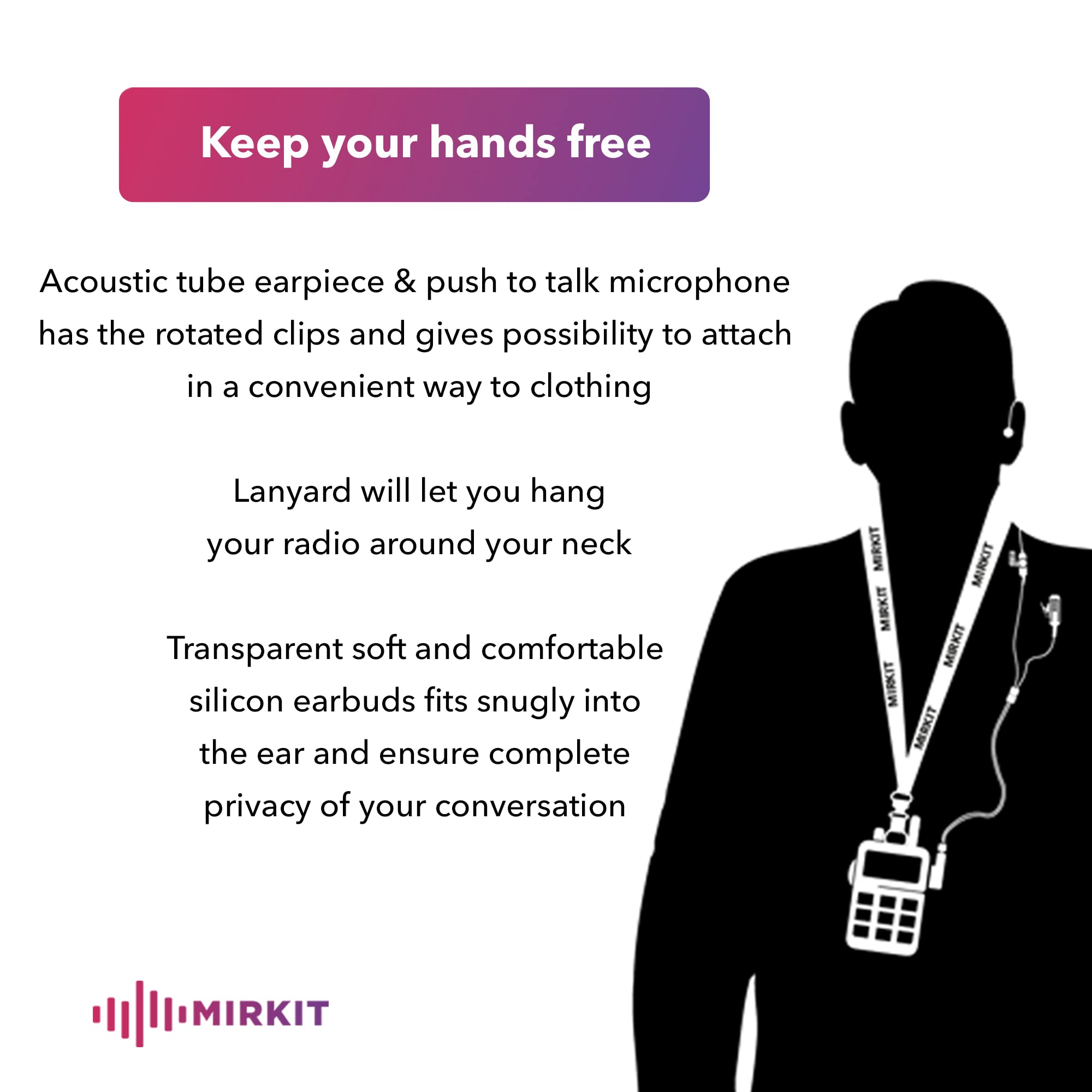 Mirkit Heavy Duty Walkie Talkie Earpiece With Mic Compatible With Motorola Radio M2Pin Cls1110 Cp110 Cp200 Rmu2040 Acoustic Tube Earpiece With Push To Talk Microphone & Lanyard Ham Radio Operator