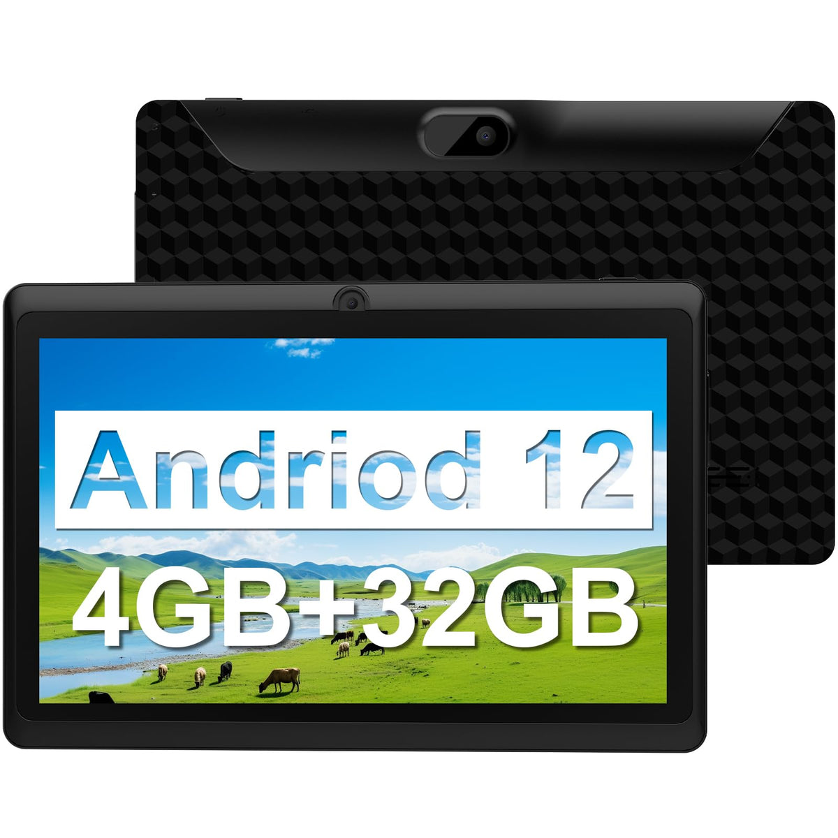 Byandby Newest Tablets Android 12, 7 Inch Tablets, 4Gb+32Gb/1Tb Expand, 2.4G+5G+Wi Fi 6, Dual Camera, 3000 Mah, Bt, Gms, Games,