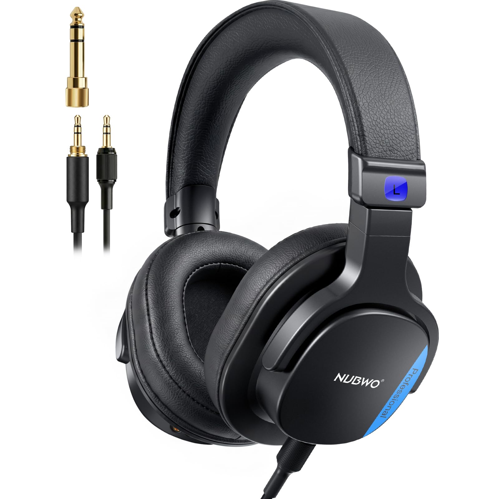 NUBWO HD01 Studio Headphones Wired, HiRes Over Ear Headphones with 1/4 inch to 3.5mm Adapter, Lightweight Closed Back Monitor H