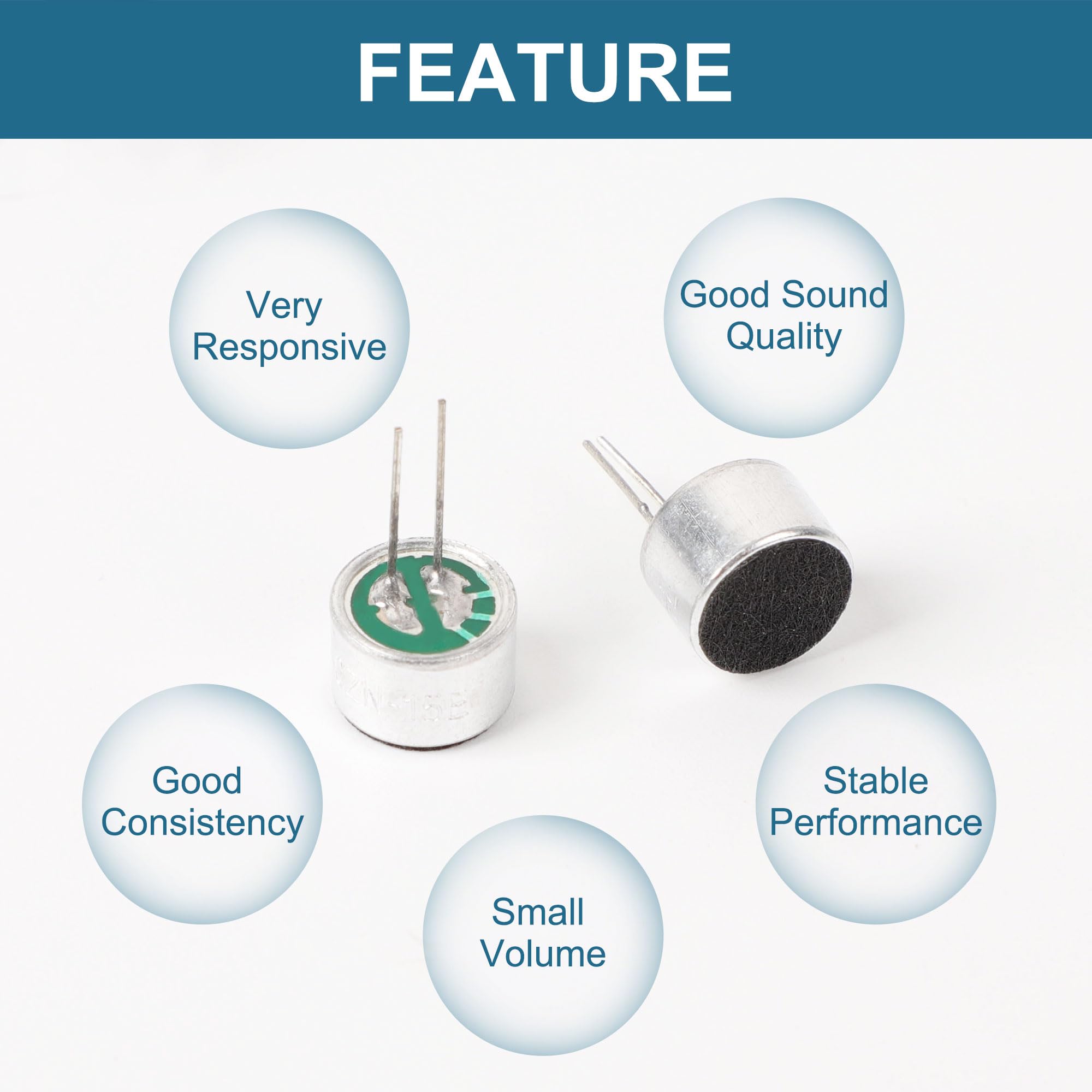 Uxcell 8Pcs Cylindrical Electret Condenser Microphone Pickup 85Db Through Hole Mini Electret Condenser Mic With 2 Pins 10X7Mm Fo