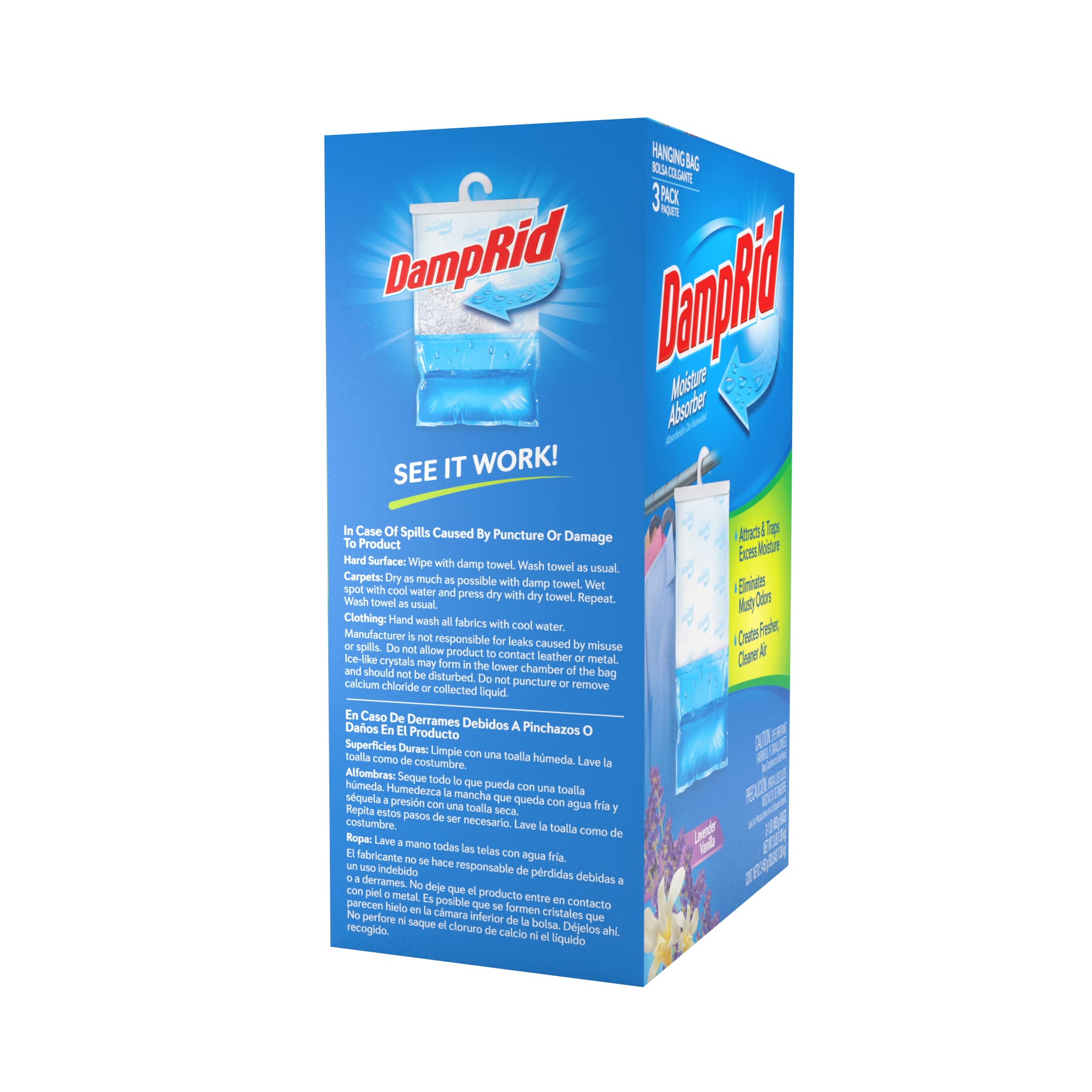 Damprid Lavender Vanilla Hanging Bag Moisture Absorber For Closets   Odor Eliminator   3 Pack (16Oz. Ea.); Traps Excess Moisture