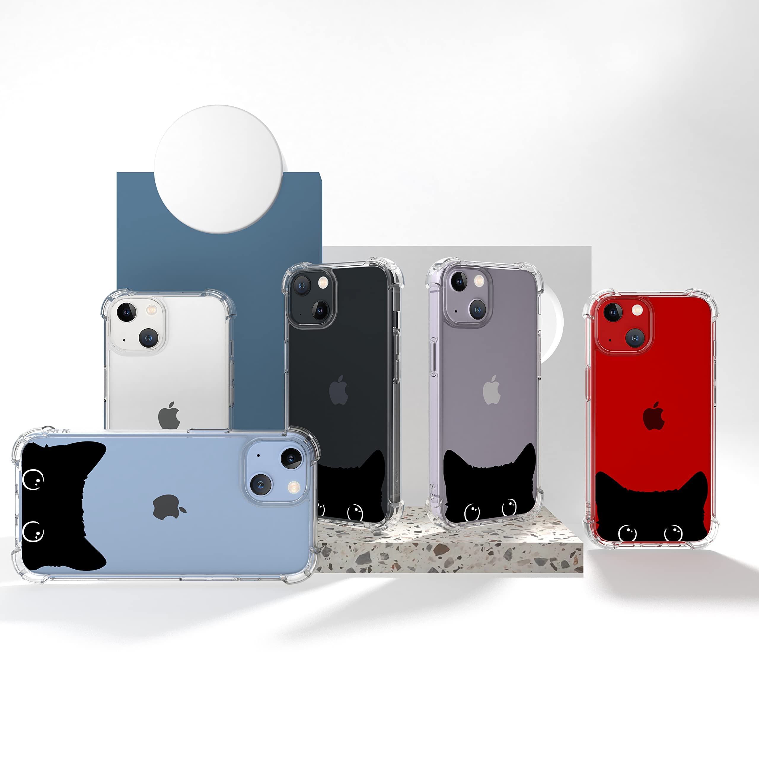 For Iphone 14 Case Clear With Design Cat   Ccfuncase Cover Compatible With Iphone 14 6.1 In Black Cat Ears Lovely Kawaii Design