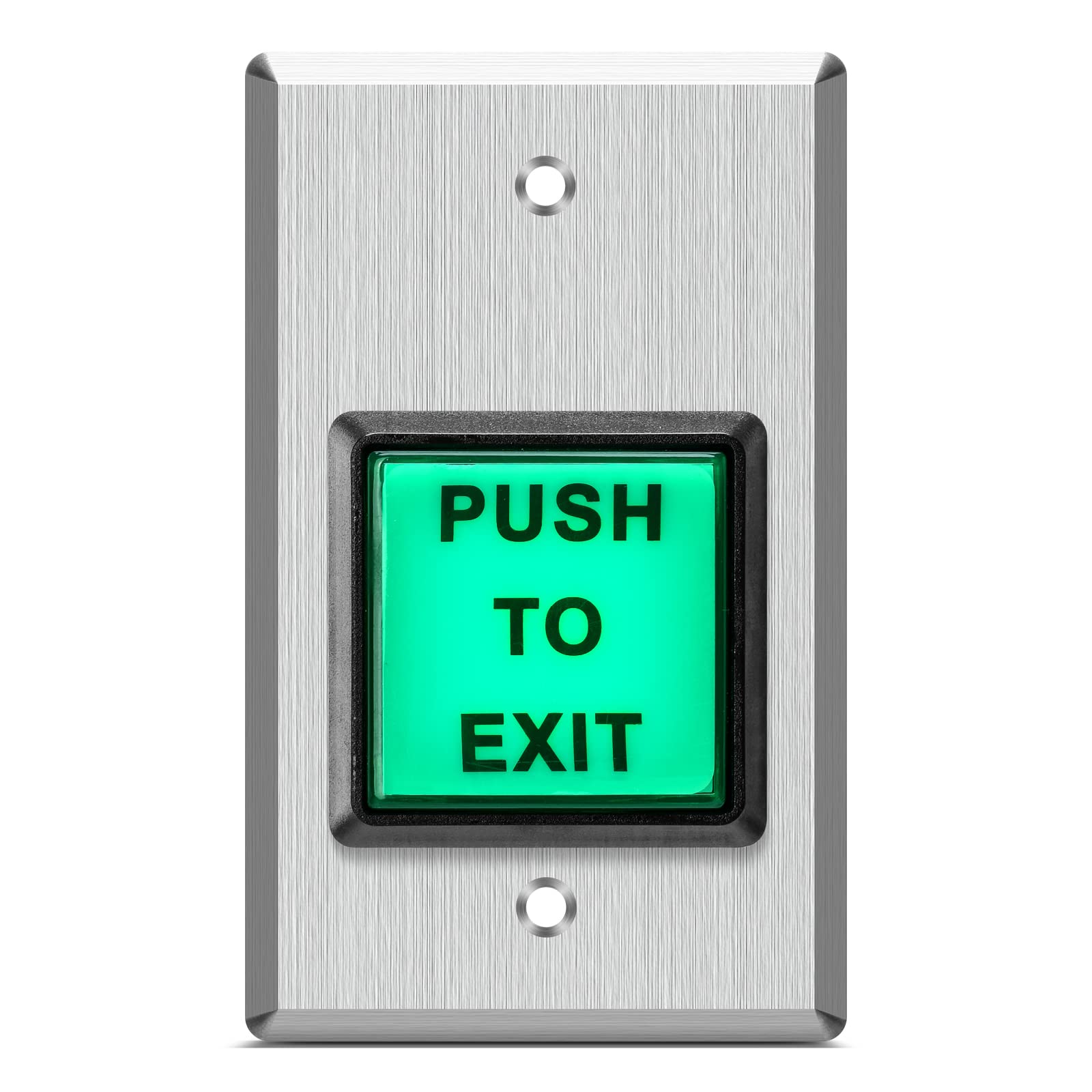 Push To Exit Button, Briidea Indoor Green Square Request To Exit Button With Green Led Square, Made Of Stainless Steel, Sturdy &