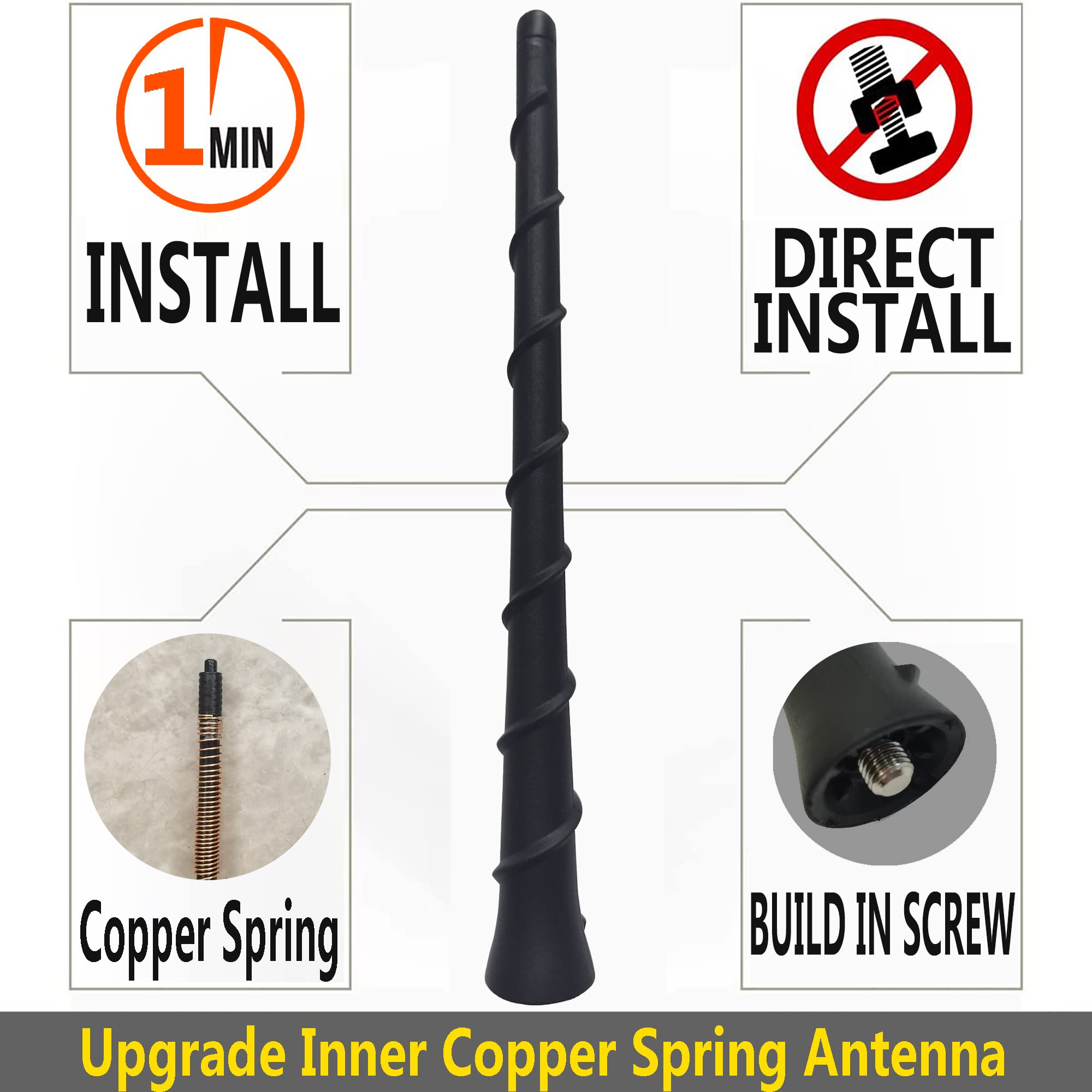 8 Inch Rubber Antenna For Dodge Journey (2010 2020), Dodge Journey Antenna   Car Wash Proof, Internal Copper Coil Antenna Mast R