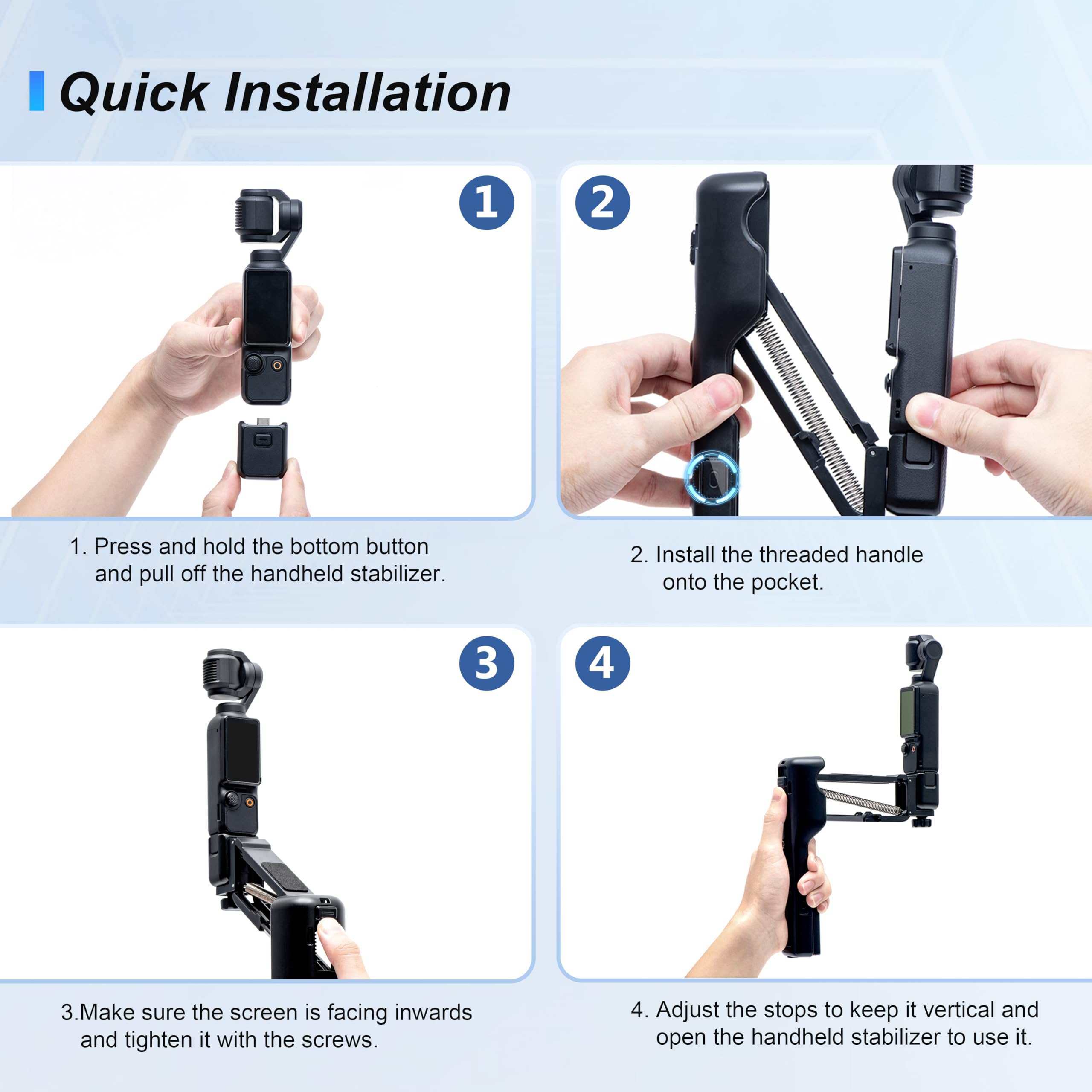 Startrc Osmo Pocket 3 Handheld Stabilizer, Mini Z Axis Anti Shake Handle Grip Holder Storage Protective Case For Dji Osmo Pocket 3 Creator Combo Accessories For Camera Vlog Live Shooting Video