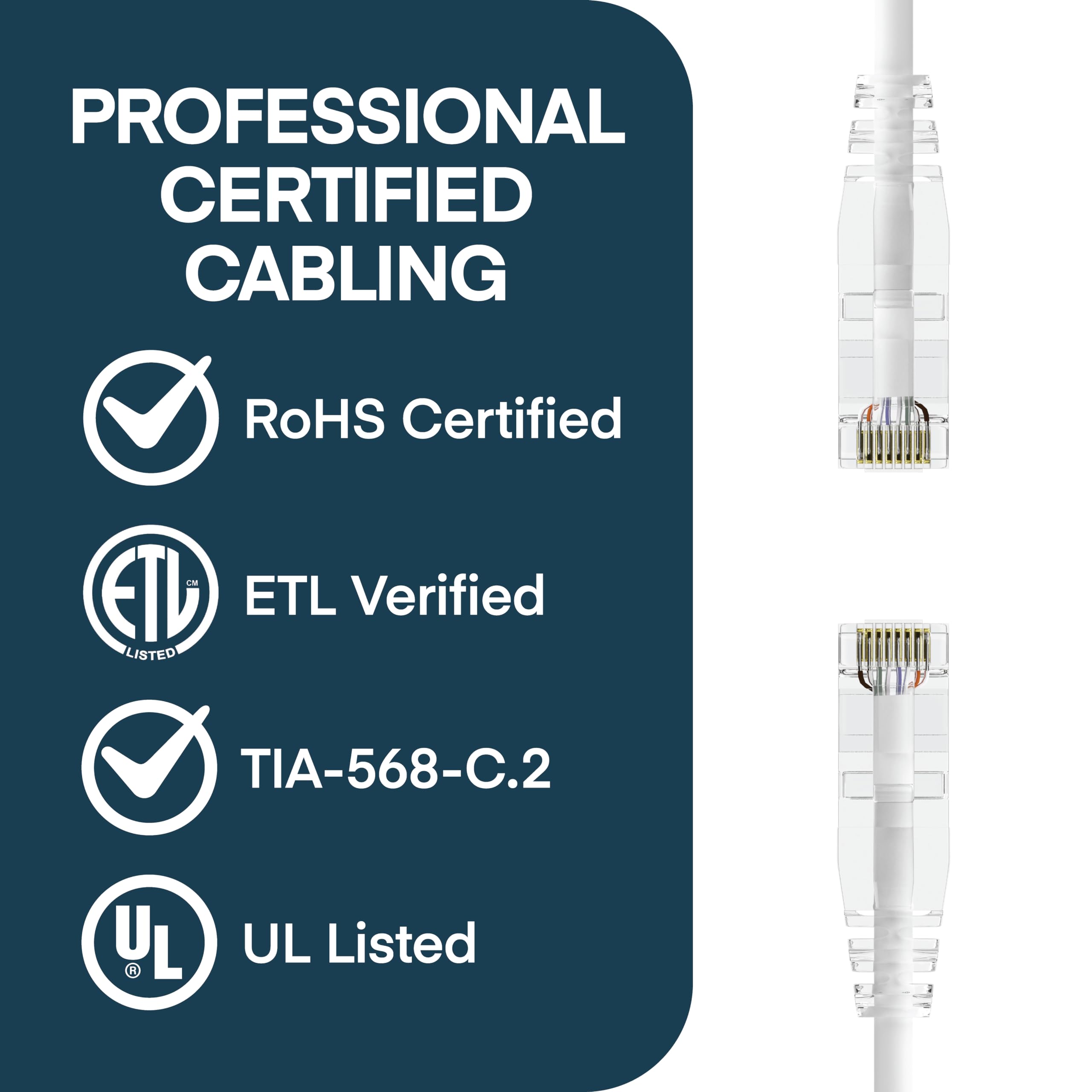 Clearfit Slim 10 Pack   7 Feet Cat6A Slim With 4 8 Inch Hook And Loop Straps, 28Awg Ethernet Patch Cable, Network Cable, Clear B