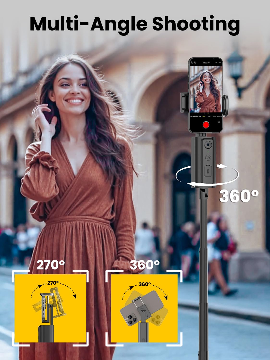 Aochuan Face Tracking Tripod For Iphone,57 Expandable Selfie Stick For Iphone,Phone Tripod For Android With Remote, No App,Ges