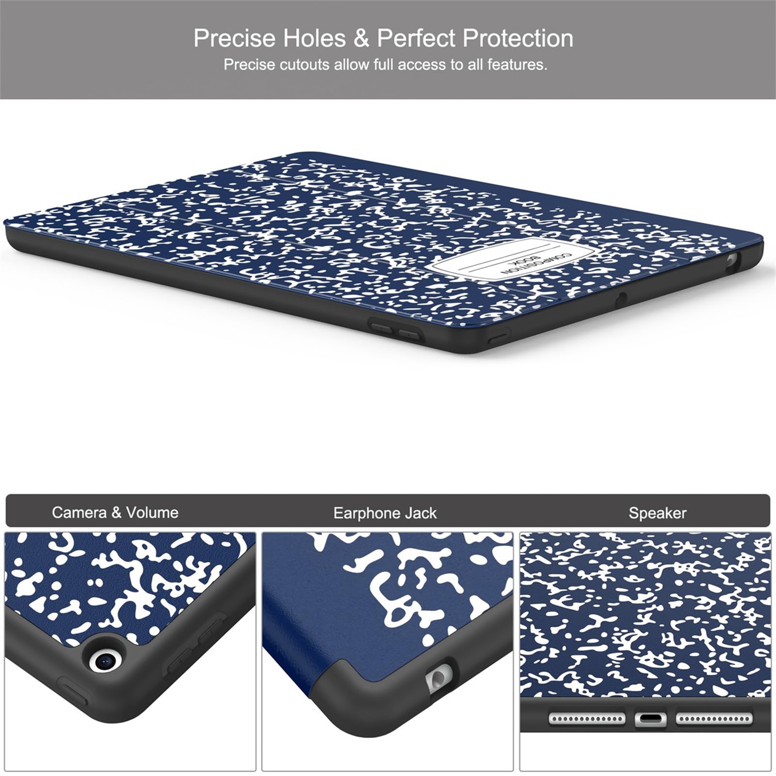 Soke Case For Ipad 9Th Generation 2021/8Th Gen 2020/7Th Gen 2019 With Pencil Holder   Premium Shockproof Case With Soft Tpu Back Cover & Auto Sleep/Wake For Ipad 10.2 Inch, B Book Navy