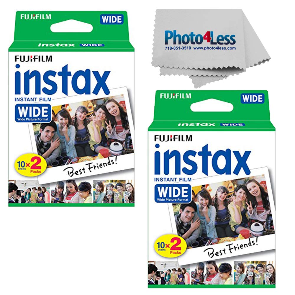 Fujifilm Wide Instant Film Twin Pack X2 (40 Sheets) + Camera And Lens Cleaning Cloth