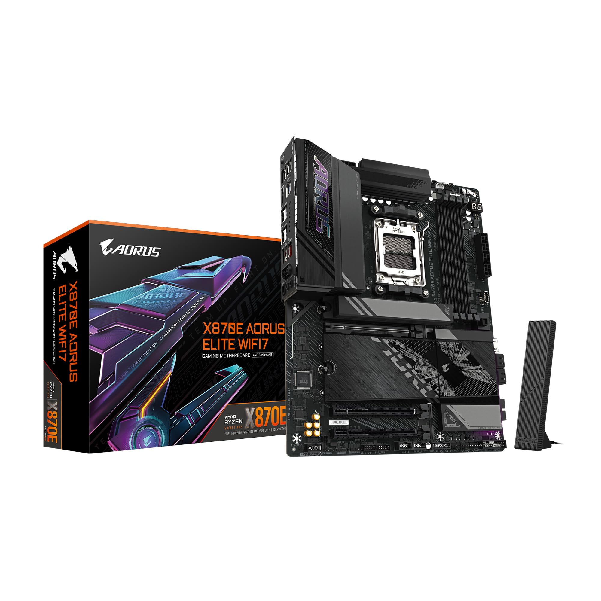 Gigabyte X870E Aorus Elite Wifi7 Amd Am5 Lga 1718 Motherboard, Atx, Ddr5, 4X M.2, Pcie 5.0, Usb4, Wifi7, 2.5Gbe Lan, Ez Latch, 5