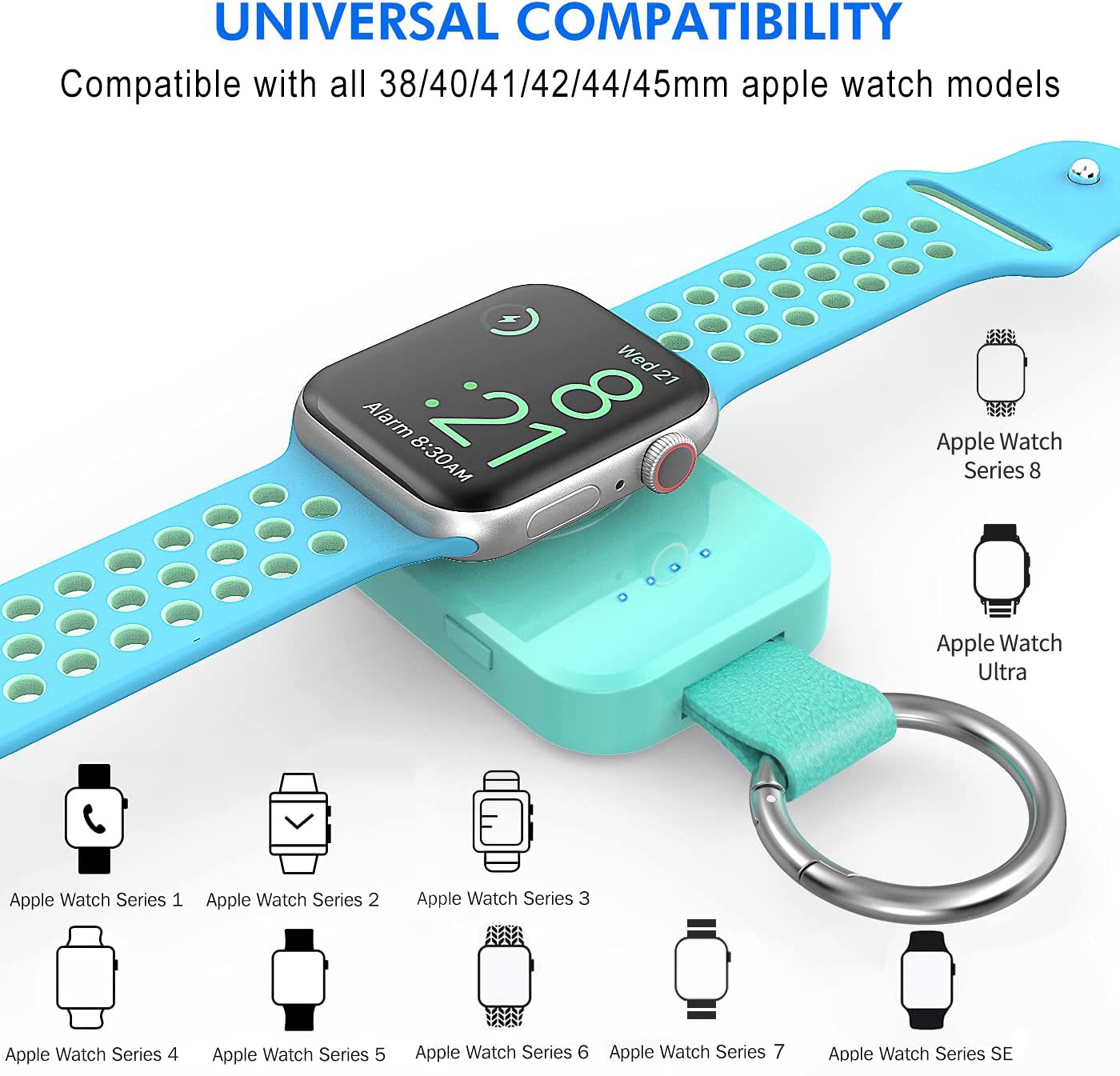 I.Valux Portable Travel Charger For Apple Watch 10/9/8/7/6/5/4/3/2/Se/Ultra,49/41/45/44/42/40/38Mm,Compact Wireless Iwatch Charger Magnetic 1000Mah Power Bank Charging Cable Keychain Festival Gift