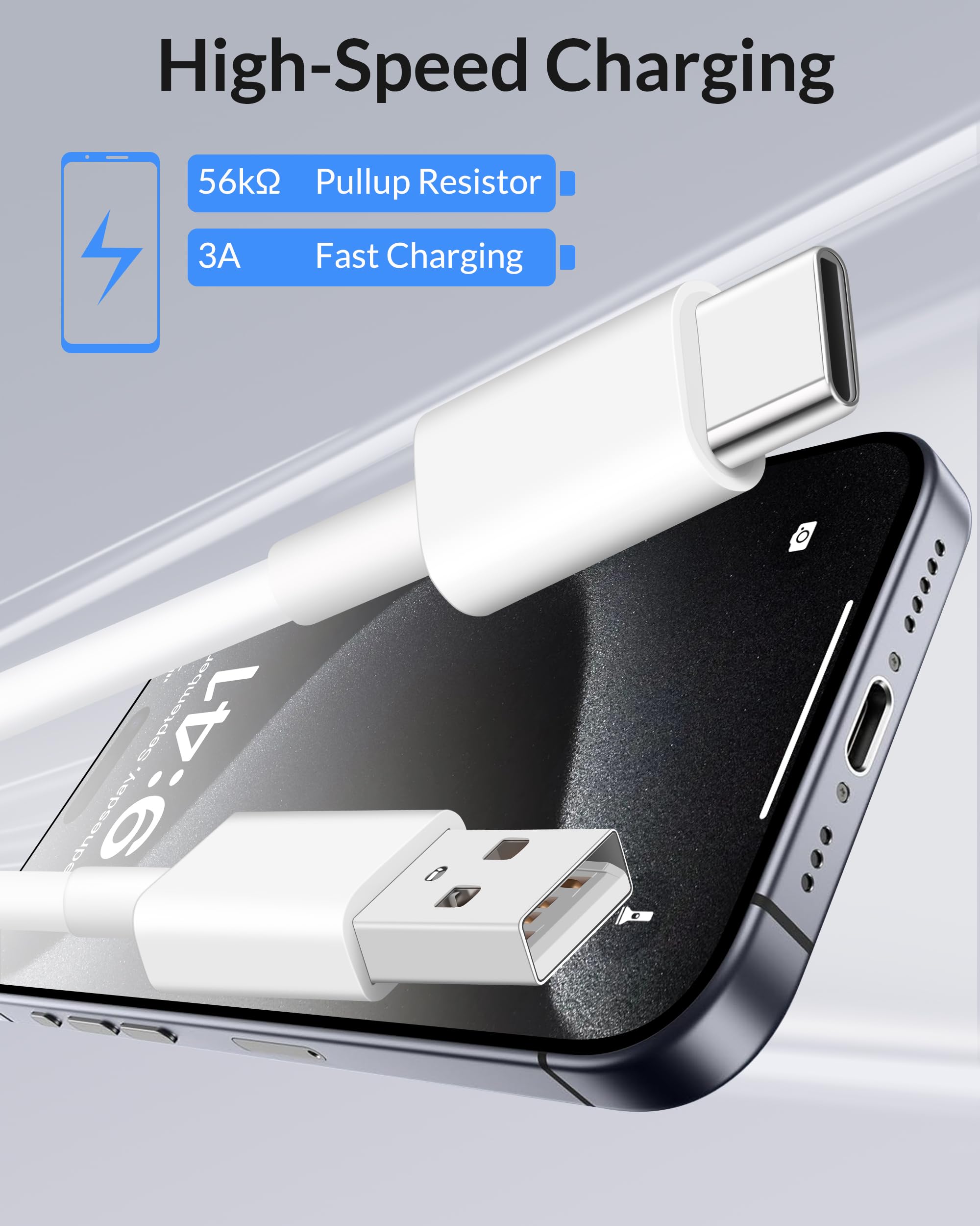 Carplay Cable Car Charger Cord For Iphone 15/16 Pro/Max/Plus, For Apples Ipad, Pixel, Galaxy, Android Phones, Usb A To Usb C Cab