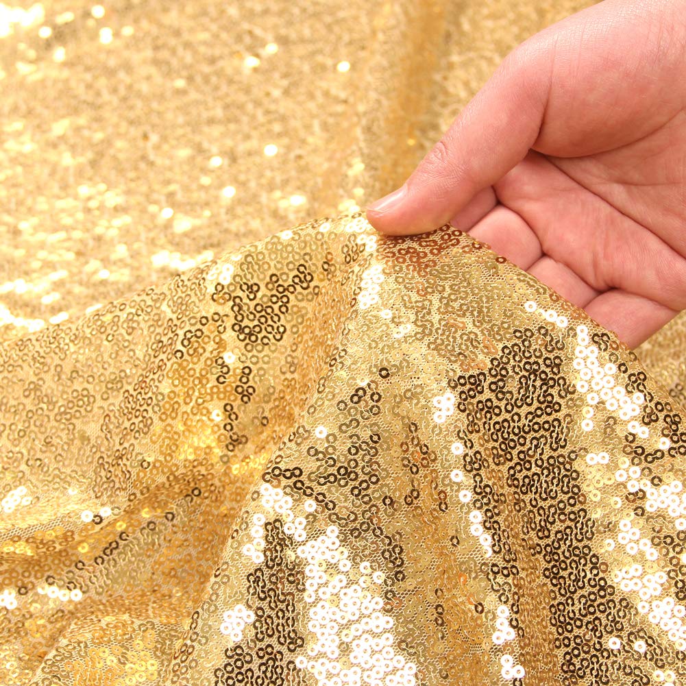 Juya Delight Gold Sequin Backdrop Curtain For Party Wedding Photography,Gold,4Ftx7Ft