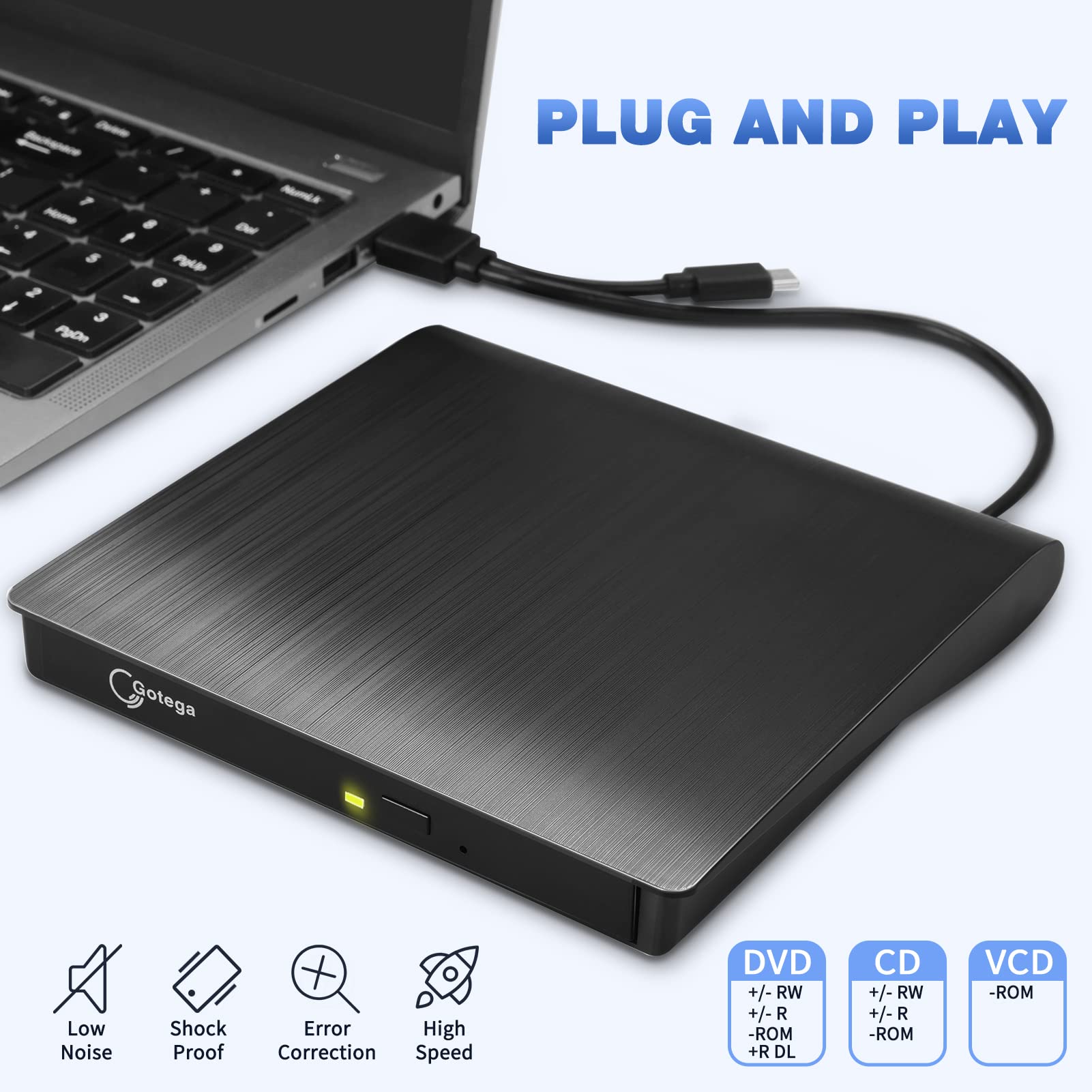 External Dvd Drive Usb 3.0 Type C Portable Cd/Dvd +/ Rw Disk Drive Dvd Player For Laptop Cd/Dvd Rom Burner Reader With Protectiv
