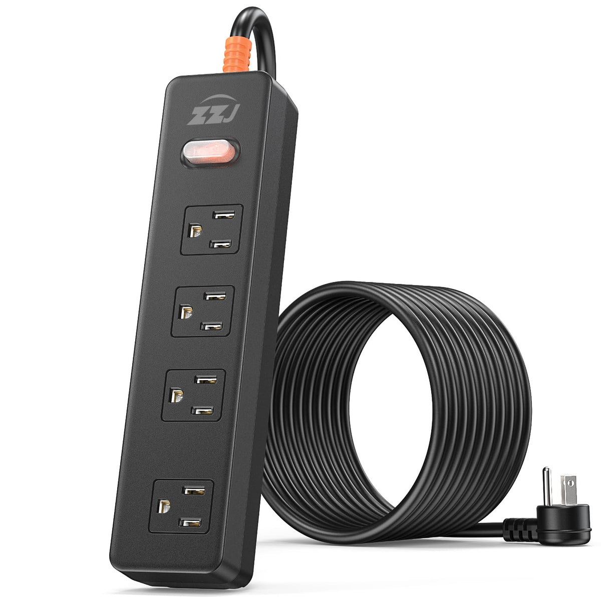Outdoor Power Strip Weatherproof, Surge Protector With 4 Wide Outlets, 1875W/15A Overload Protection Switch, 10Ft Flat Plug Mult