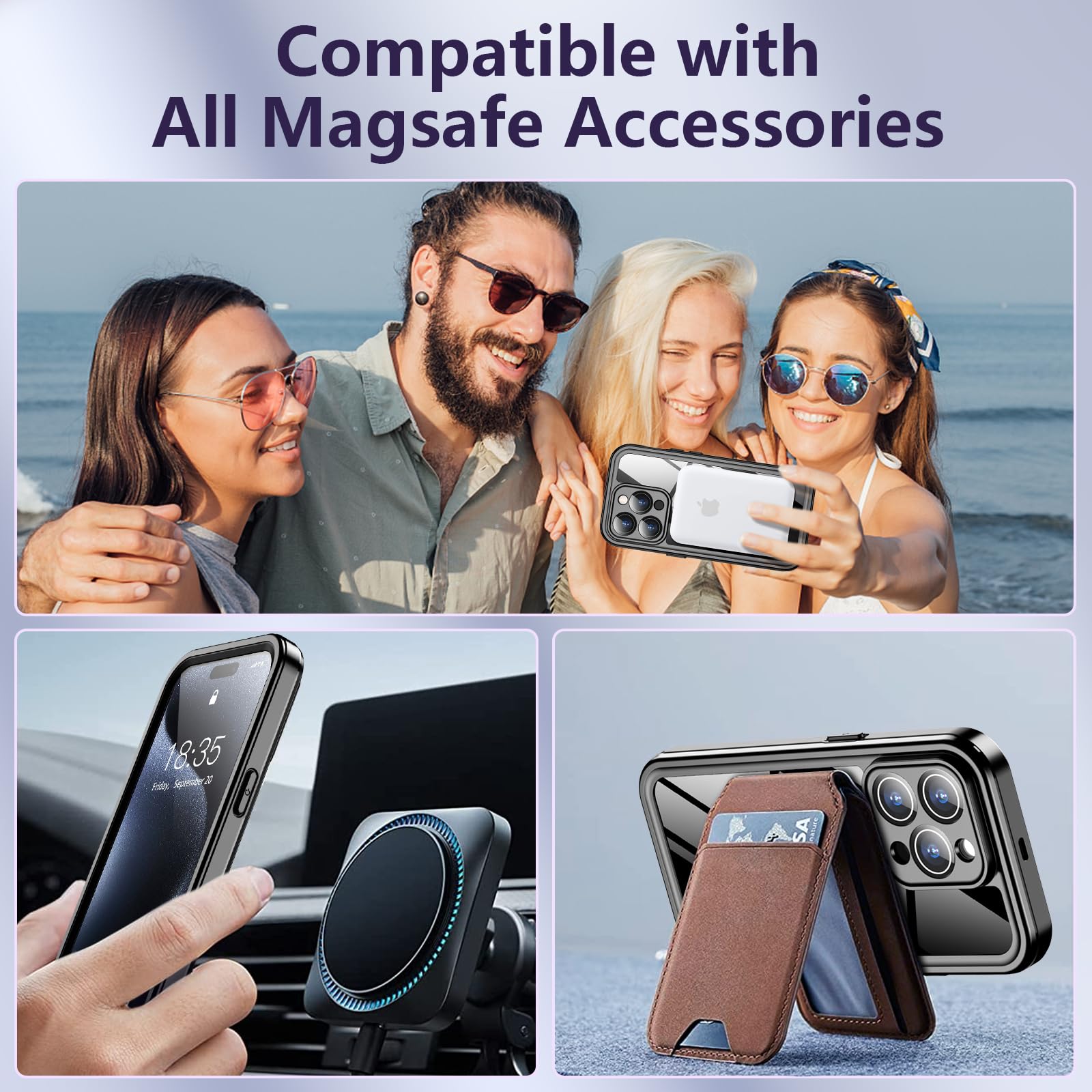 Temdan For Iphone 15 Pro Case Waterproof, [Built In Screen Protector][Ip68 Underwater][15Ft Military Dropproof][Compatible With