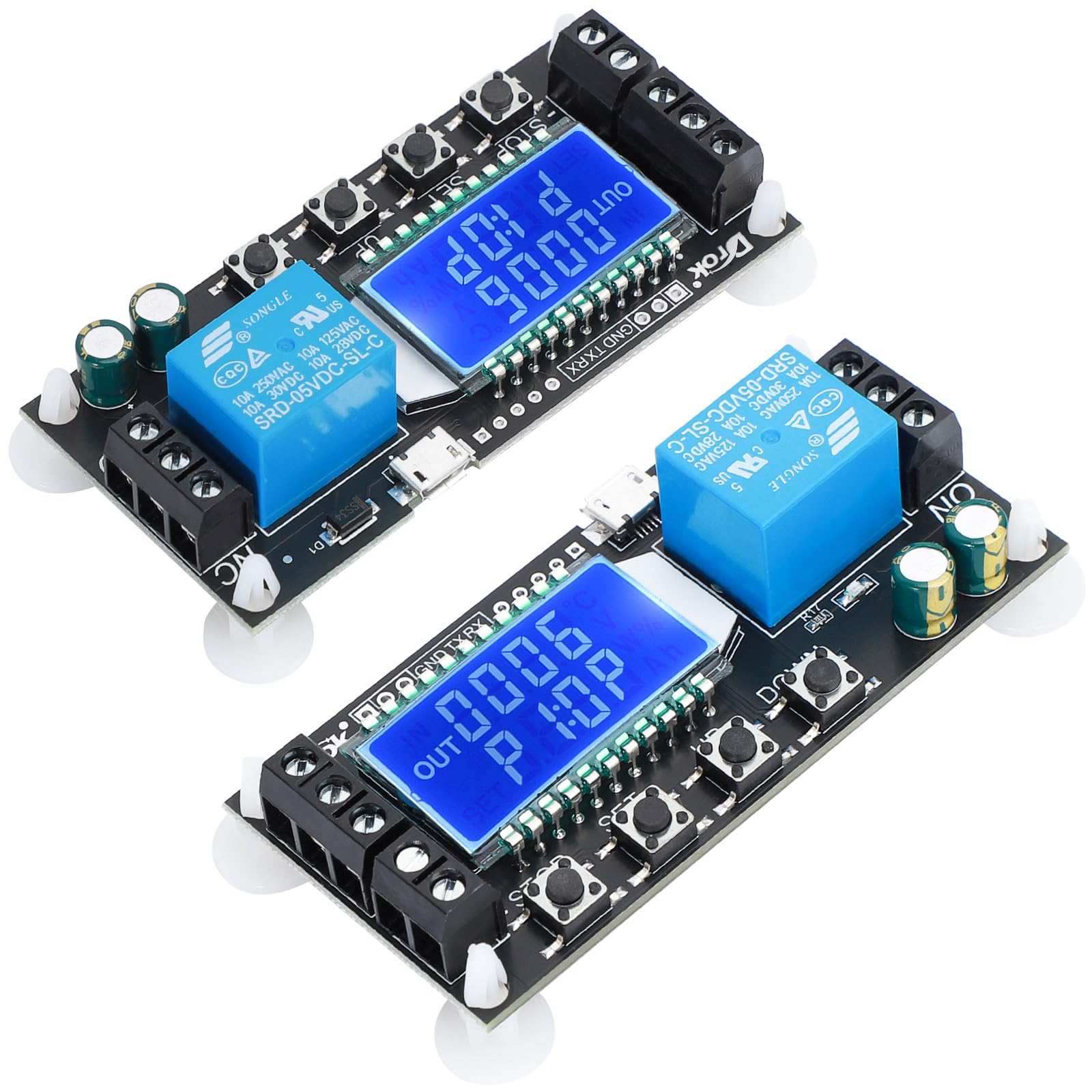 Drok Time Delay Relay 2Pcs Controller Dc 5V 12V 24V Module Adjustable Trigger Delay Switch Board With Lcd Display Support Micro