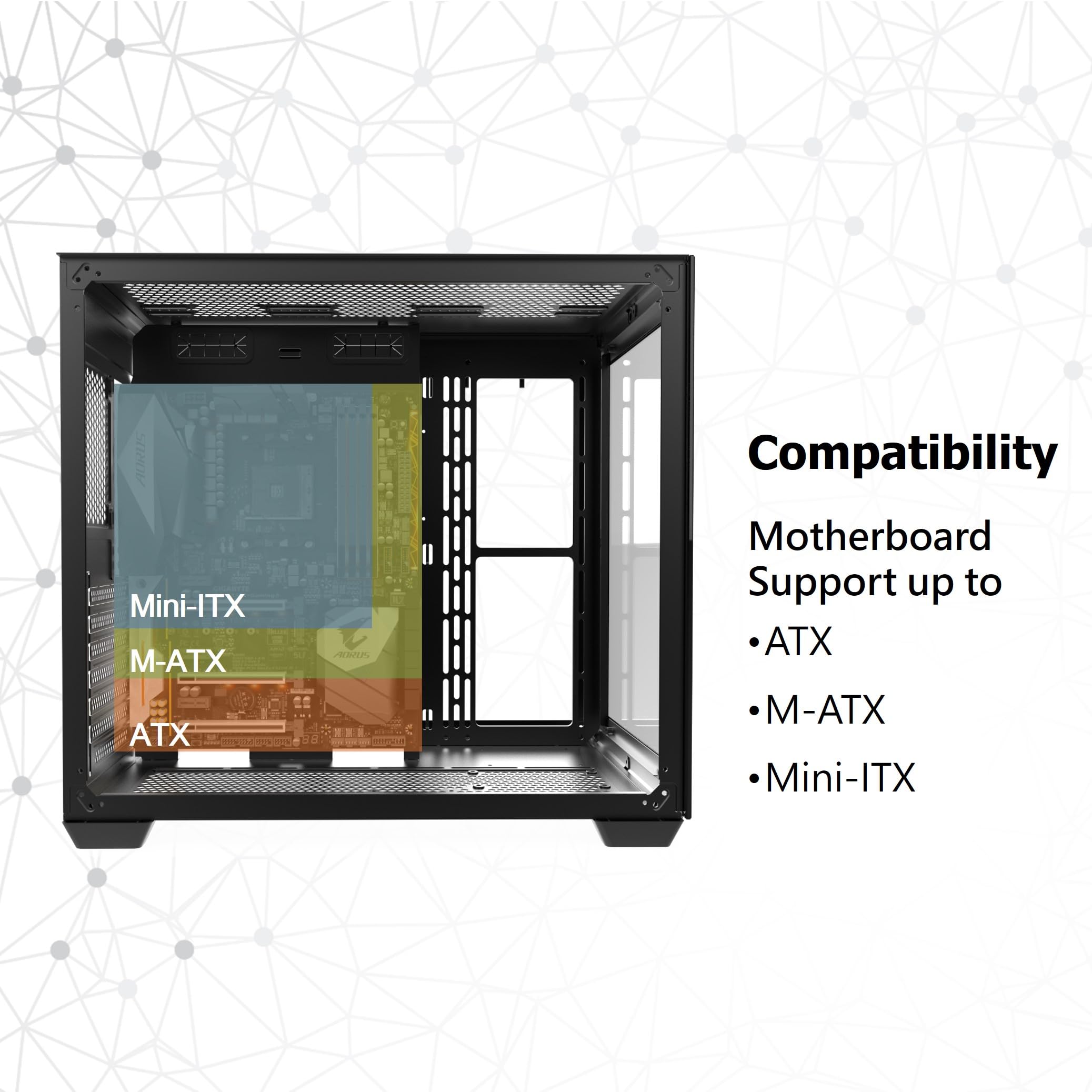 Raijintek Paean C7 Black Tg4, Atx Pc Case, Dual Chamber Design, Tempered Glass Side Panel, Front I/O Usb Type-C Port, Magnetic D