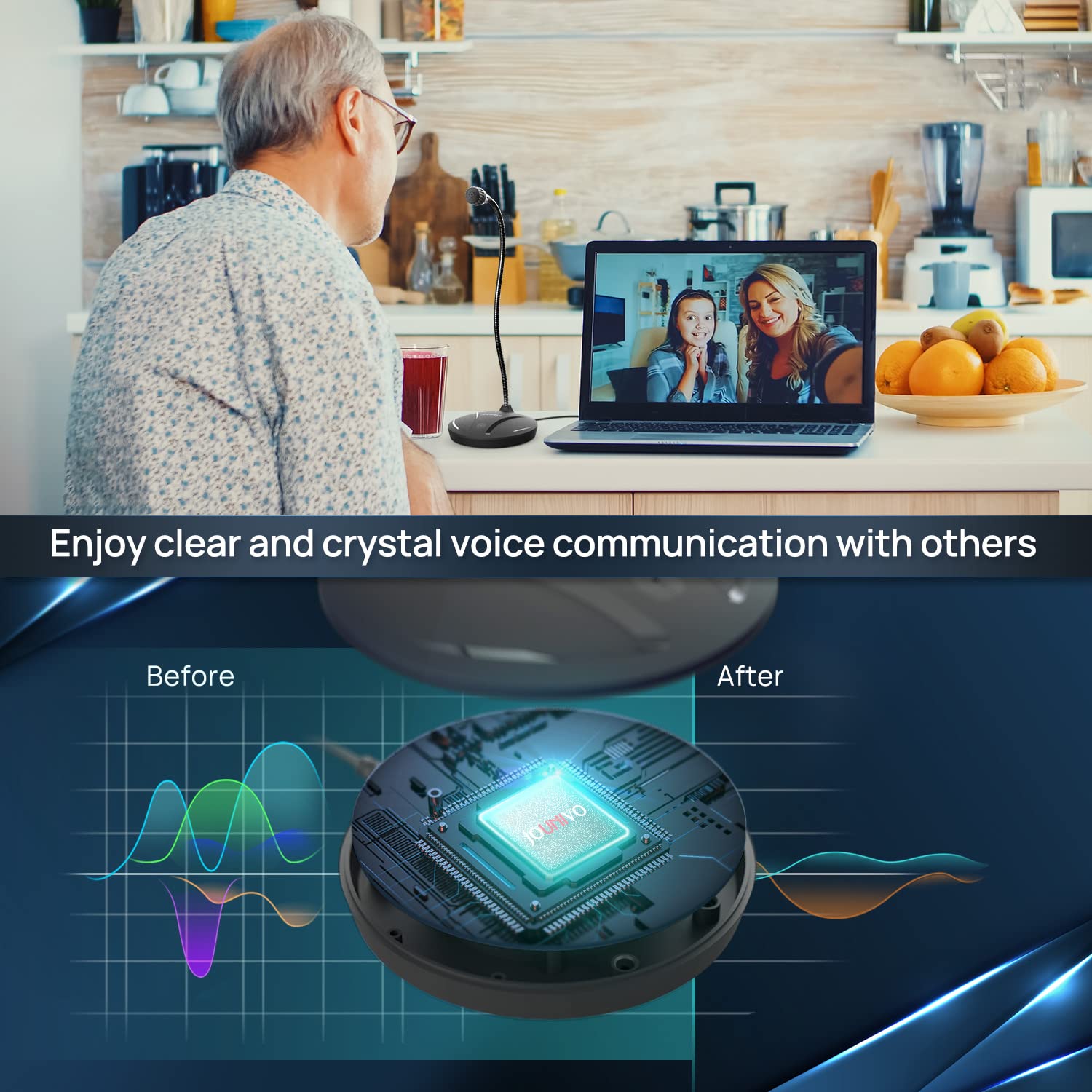 Jounivo Usb Microphone For Computer, Pc/Laptop Mic, Mute Button With Led Indicator, 360 Degree Gooseneck Design, Desktop Microph