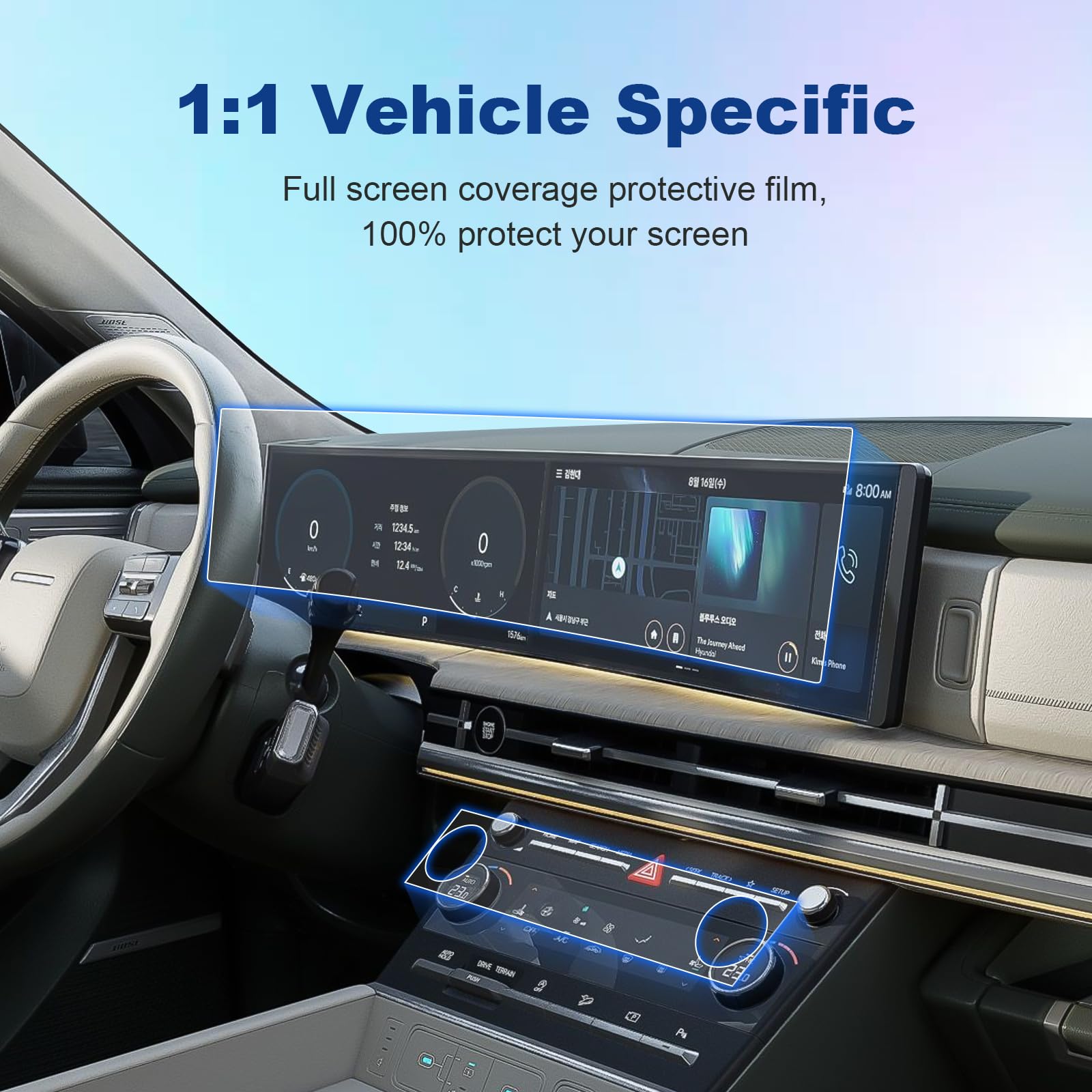 Coleya (4Pcs) 2024 Santa Fe Screen Protector For Hyundai Santa Fe Display (12.3Inch Touchscreen&Air Conditioner), 2024 Santa Fe