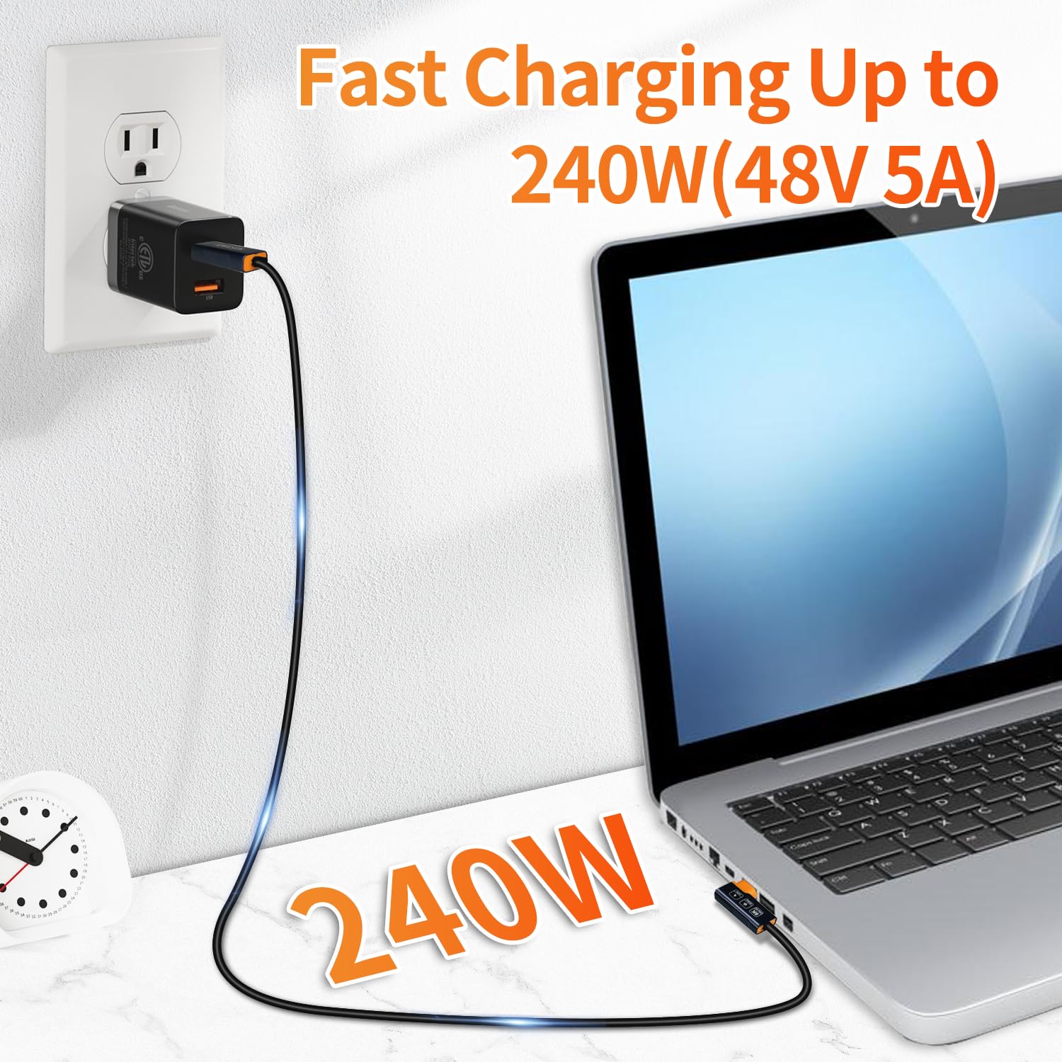 Apexsun(2 Pack Elbow M/M Coaxial 1.6Ft Usb C Cable,Usb C To Usb C Cable Support Thunderbolt 4/3,Usb4,240W Charging,8K Display,40Gbps Data Transfer For External Ssd, Egpu,Docking,Macbook,Pad, Phone