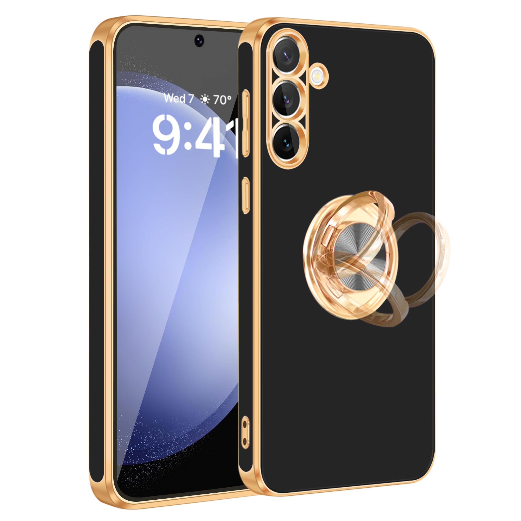 Fingic For Samsung Galaxy S23 Fe Case[With 360 Ring Holder Stand][Support Magnetic Car Mount]Kickstand Case For Women Girls Boys