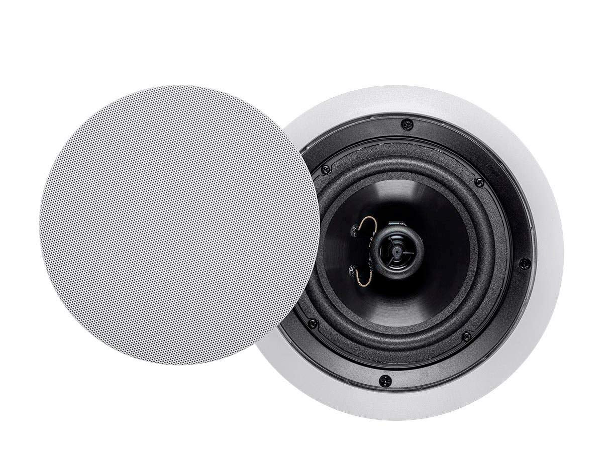 Monoprice 2 Way Polypropylene Ceiling Speakers   6.5 Inch, Pair, With Paintable Grille   Aria Series