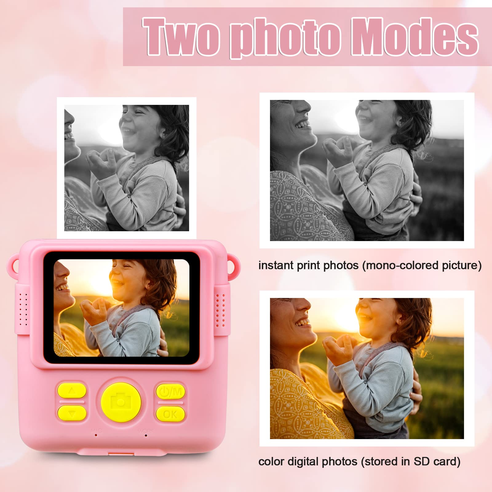 5 Rolls Print Paper For Weefun Instant Print Camera Kids Camera 1080P Hd Digital Camera To Age 6 12 Boys And Girls Birthday Gift