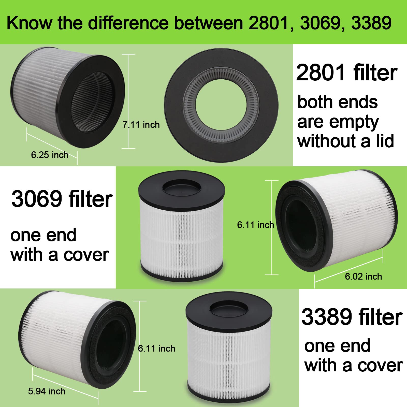 2 Pack 3389 Filter Replacement Compatible With Bissell For Myair + And For Myair Hub 2905A & 3179A, Part Number 3389 (3 In 1 Rep