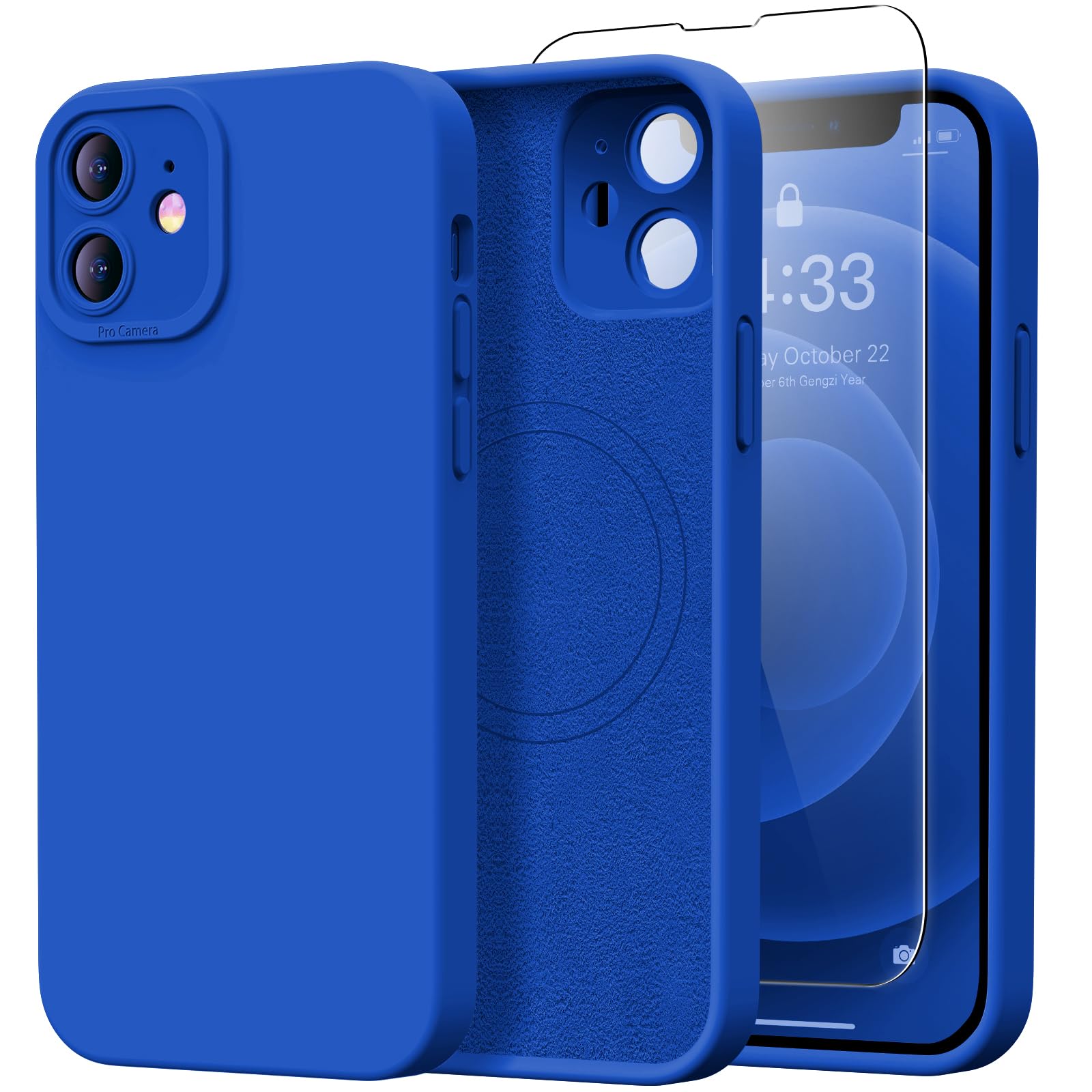 Kiresen Designed For Iphone 12 Case With Screen Protector   Upgraded Camera Protection   Wireless Charging Compatible   Silicone