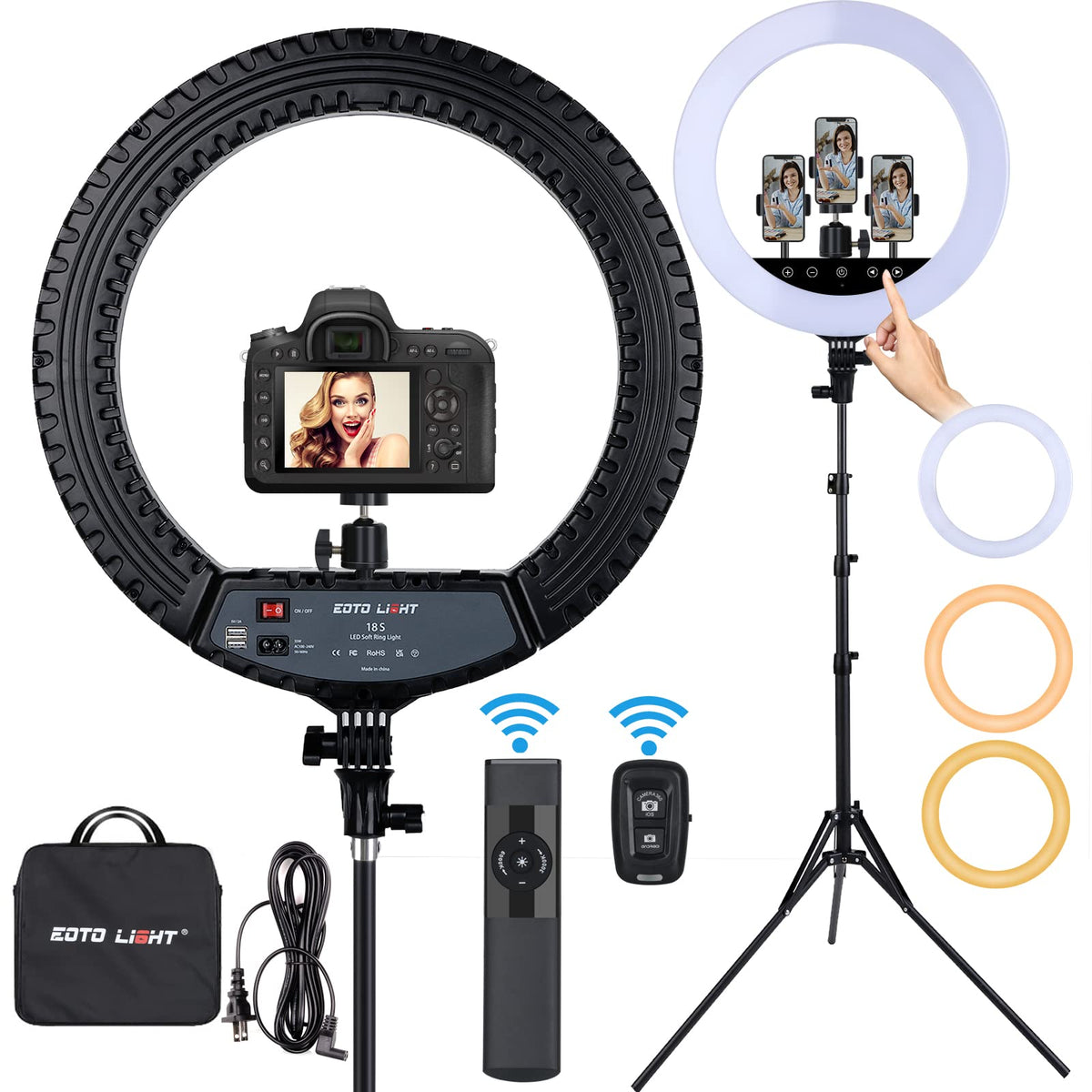 Upgraded 18 Inch Led Ring Light With Tripod Stand, Selfie Ring Light With Touch Panel For Makeup Studio Portrait Youtube Vlog Vi