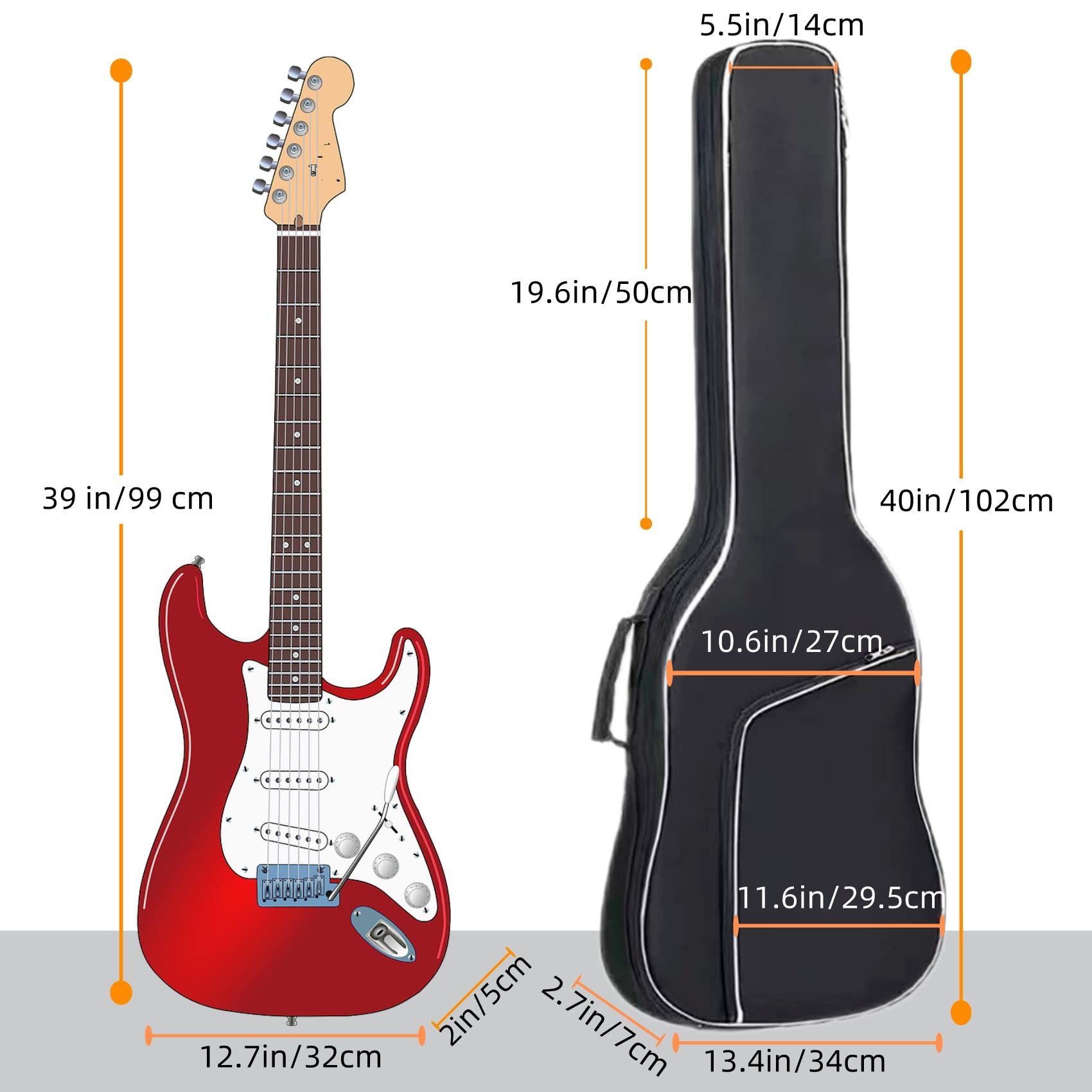 Gigkouki 39 Inch Electric Guitar Bag Gig Bag 8Mm Padding Backpack Padded Soft Guitar Case Black With Back Hanger Loop And Neck S