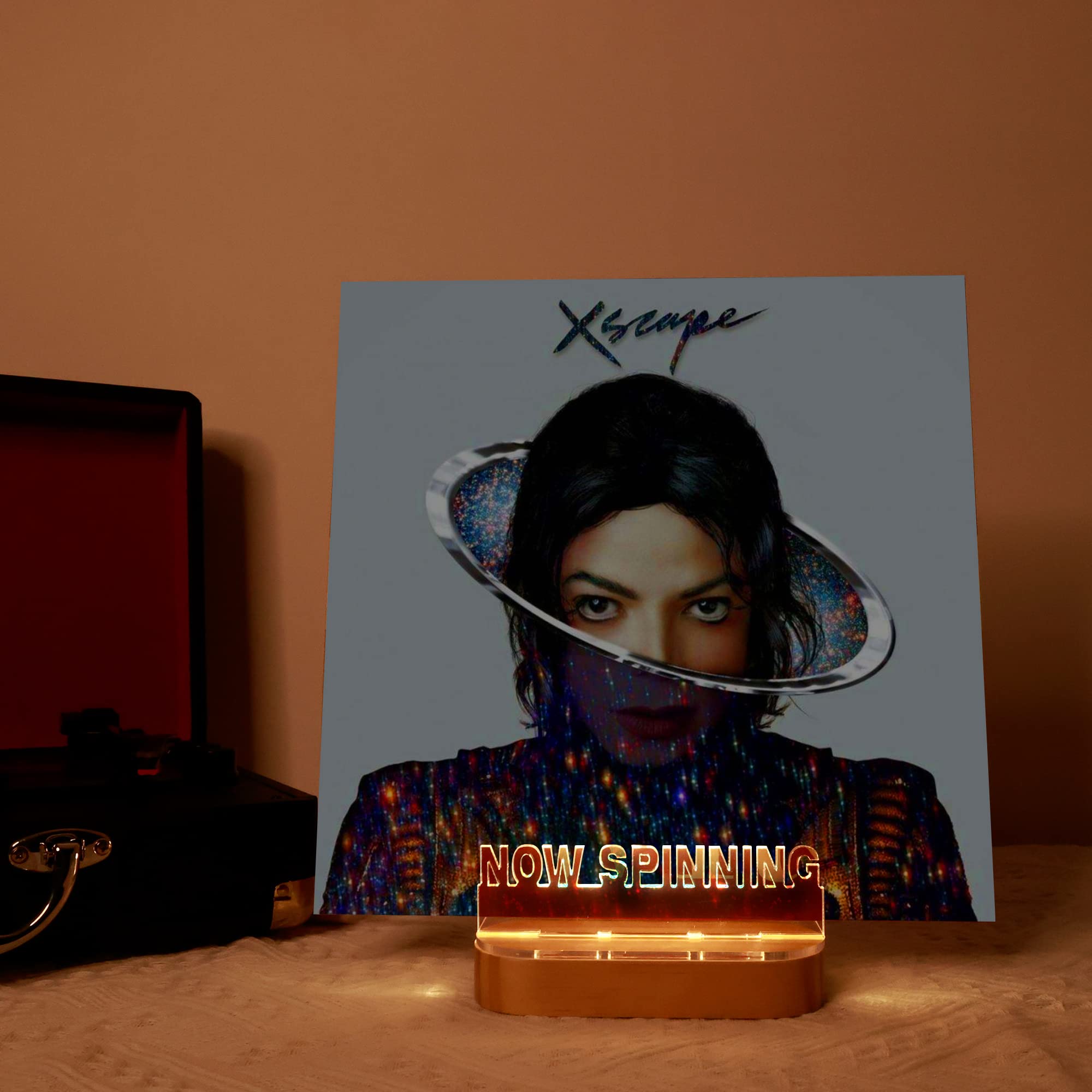 Ammonite Light Up Now Spinning Vinyl Record Stand, Now Playing Record Stand Wooden Acrylic Holder For Vinyl Album Display And St