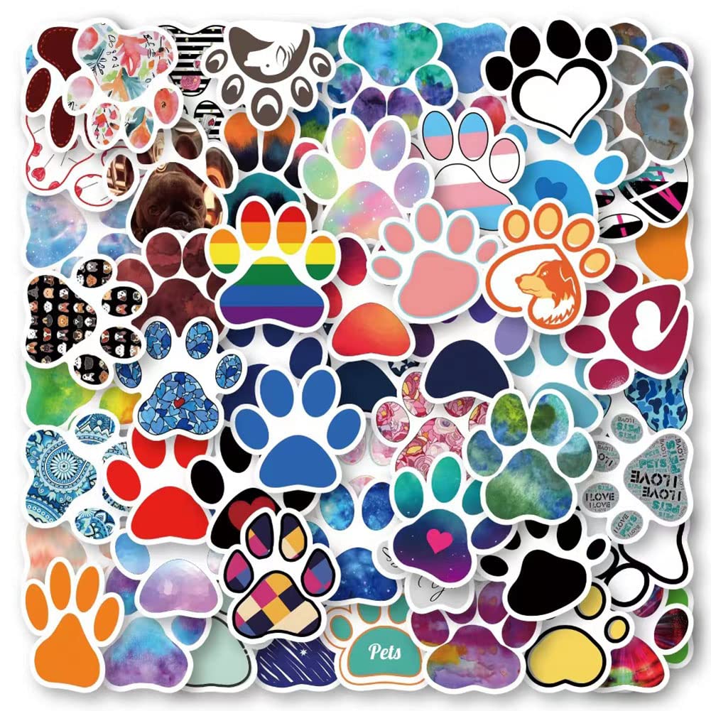 Dog Paw Print Stickers |60Pcs Pet Claw Print Waterproof Vinyl Decals For Water Bottles Laptop Luggage Cup Computer Mobile Phone