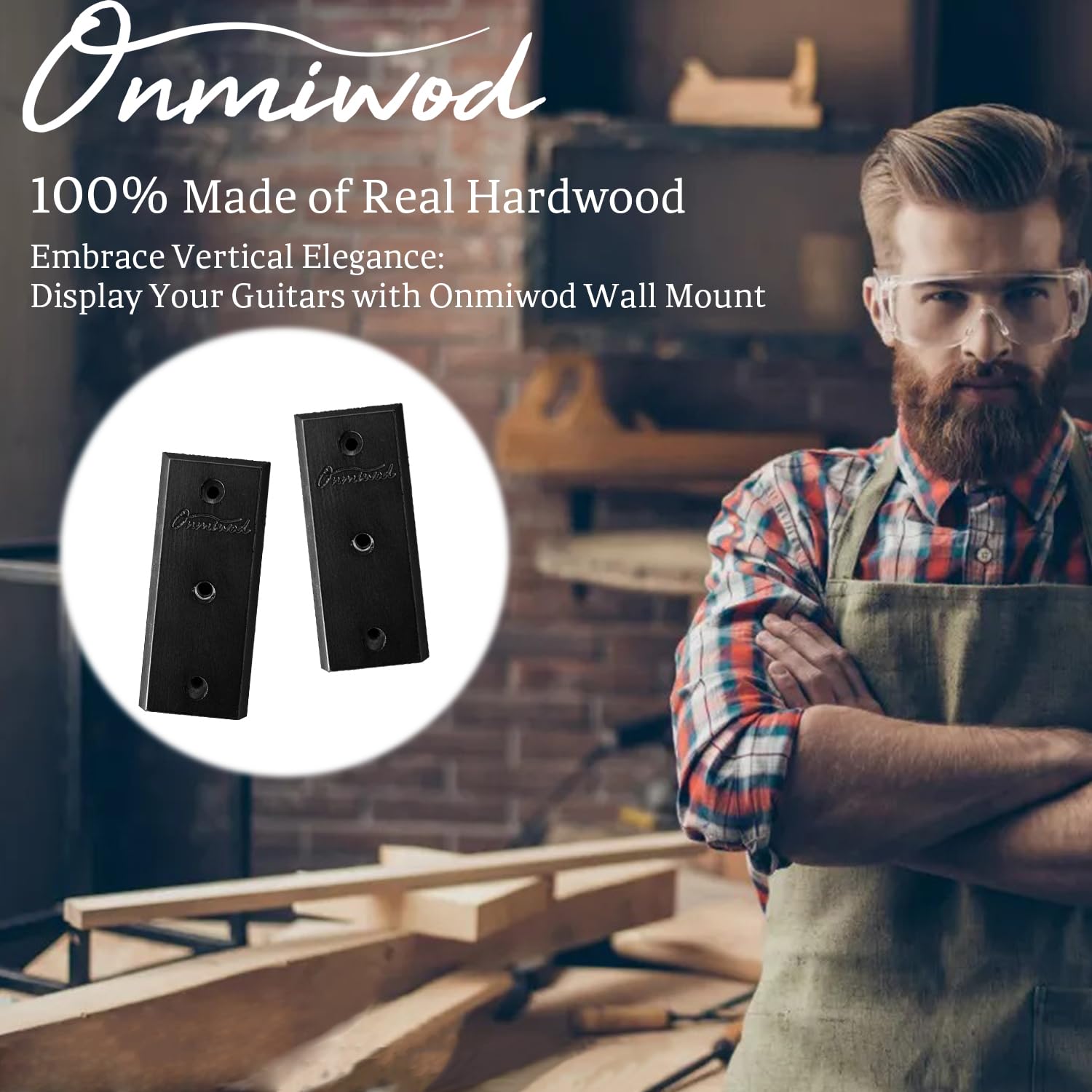 Onmiwod Ukulele Wall Mount Hanger 2 Pack, Black Hardwood U Shaped Ukulele Holder Hanger, Ukulele Wall Mount Hook For Ukulele Ban