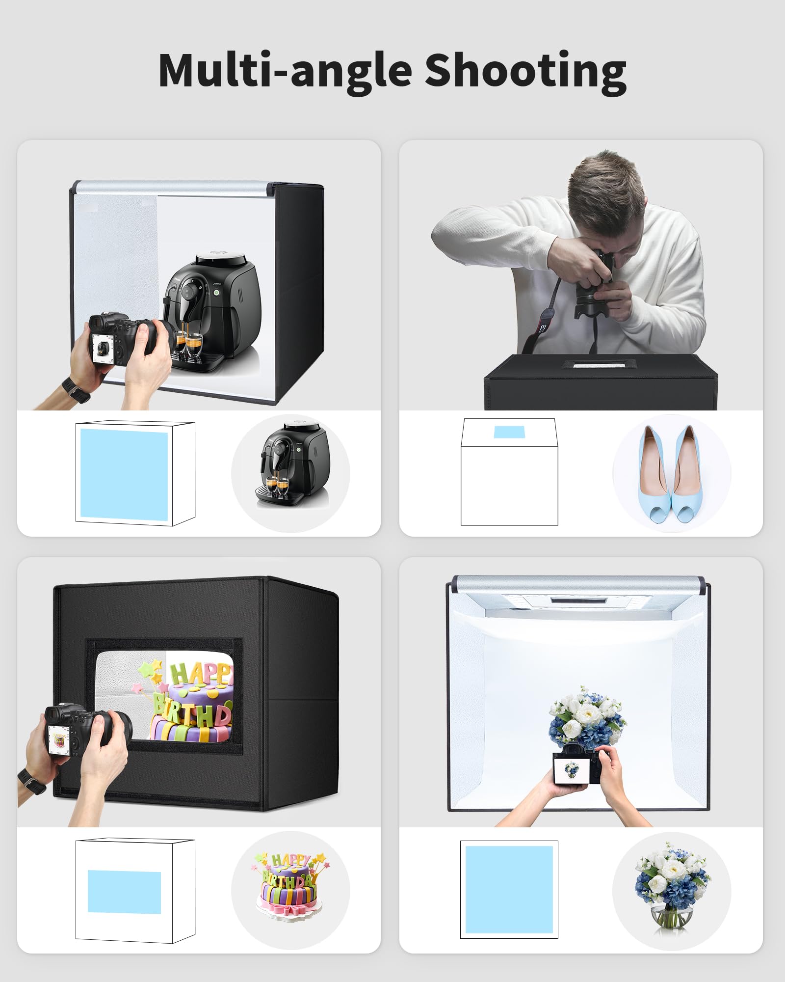 Glendan Light Box Photography, 24'' X 20'' Professional Photo Studio Light Box, Large Photo Box With 336 High Color Rendering In