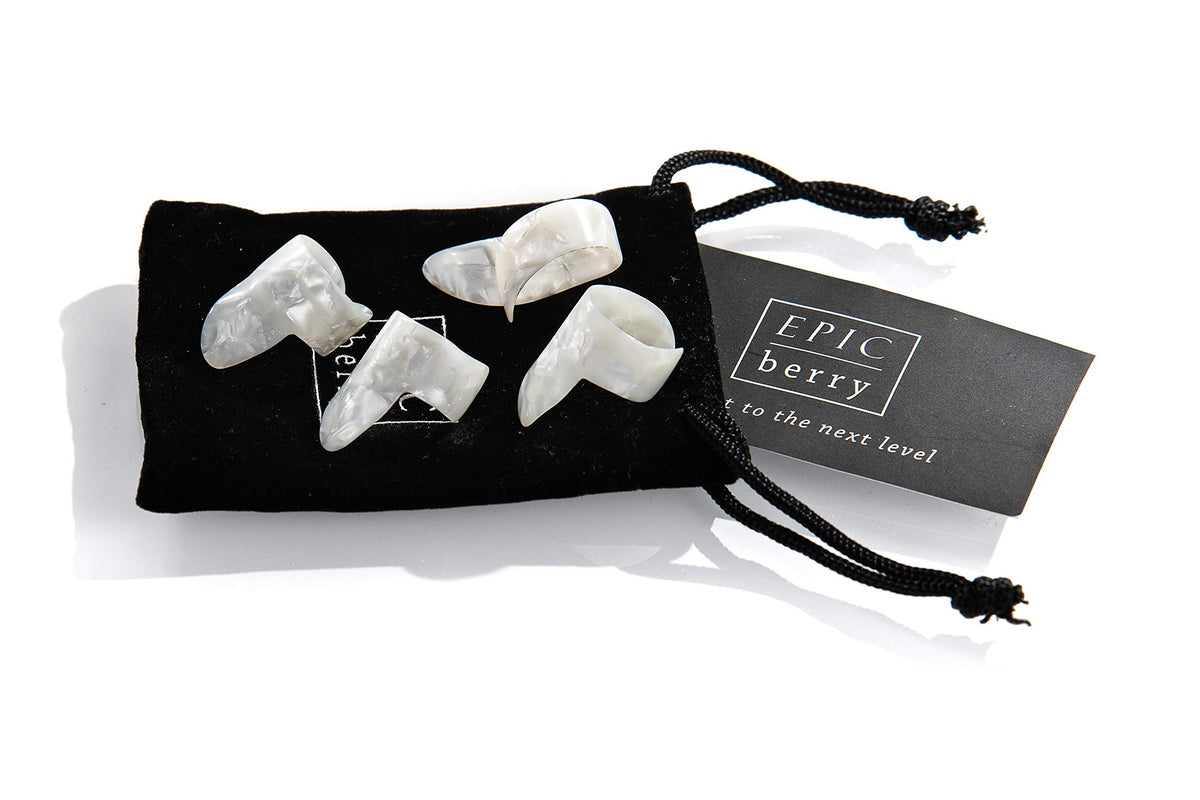 Epic Berry Thumb And Finger Picks   Medium White   Best For Fingerstyle Guitar, Banjo Or Ukulele. Includes A Pouch.