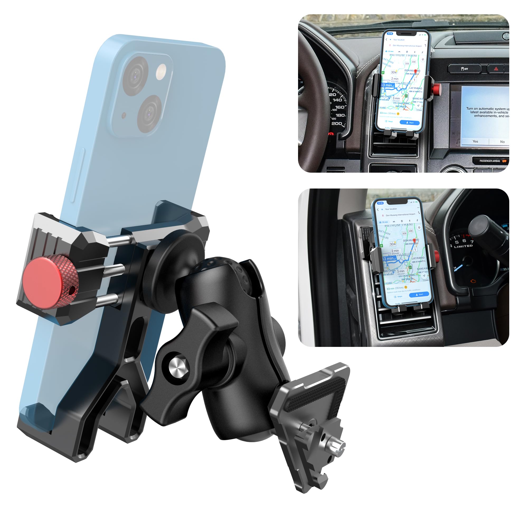 Koqeiey Aluminum Phone Mount For Ford F-150 2015-2020, Expedition 2018-2021, Super Duty 2017-2021, F150 Vent Cell Phone Holder W