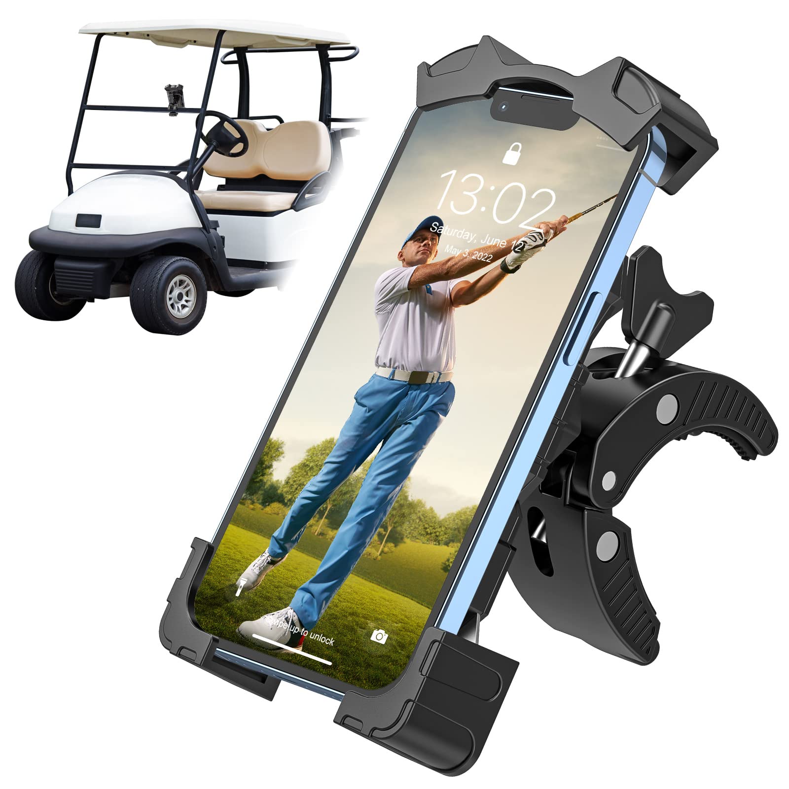 Universal Golf Cart Phone Holder, Adjustable Bike Phone Mount Bike Phone Holder For Handlebars Compatible With Iphone14,13,12,11