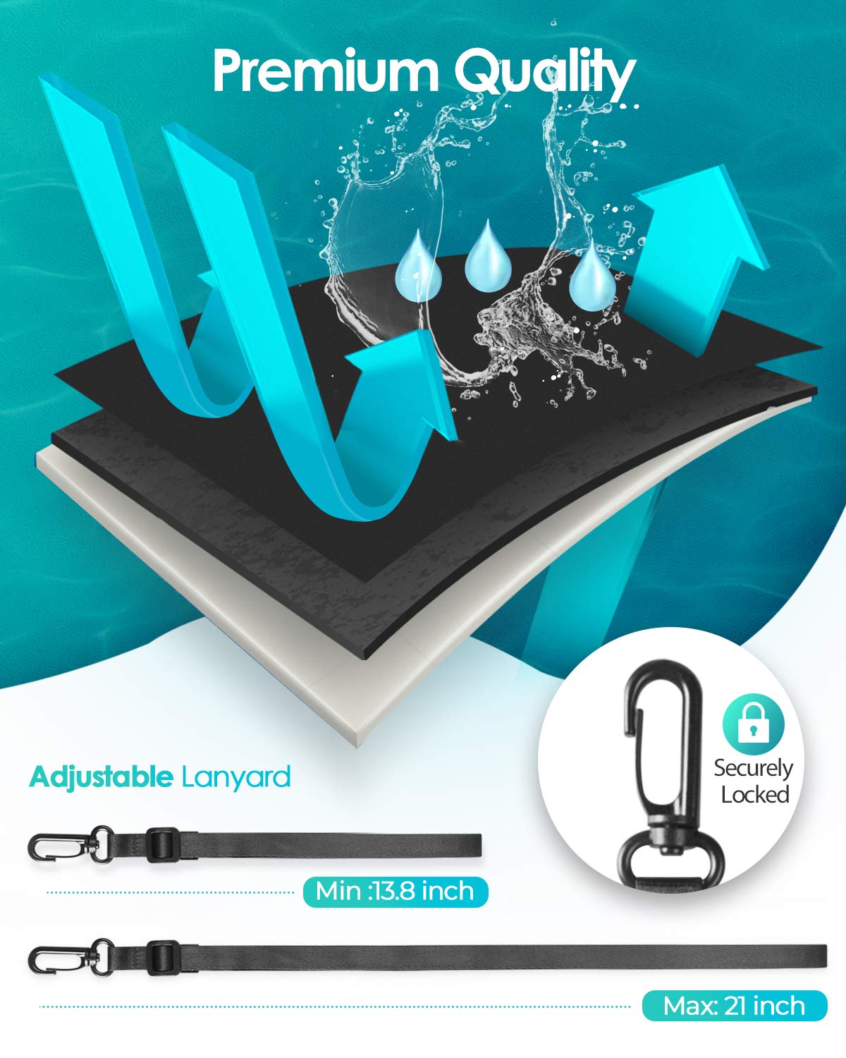 Hiearcool Waterproof Phone Pouch, Waterproof Phone Case For Iphone 16 15 14 13 Pro Max, Ipx8 Cellphone Dry Bag Beach Cruise Ship