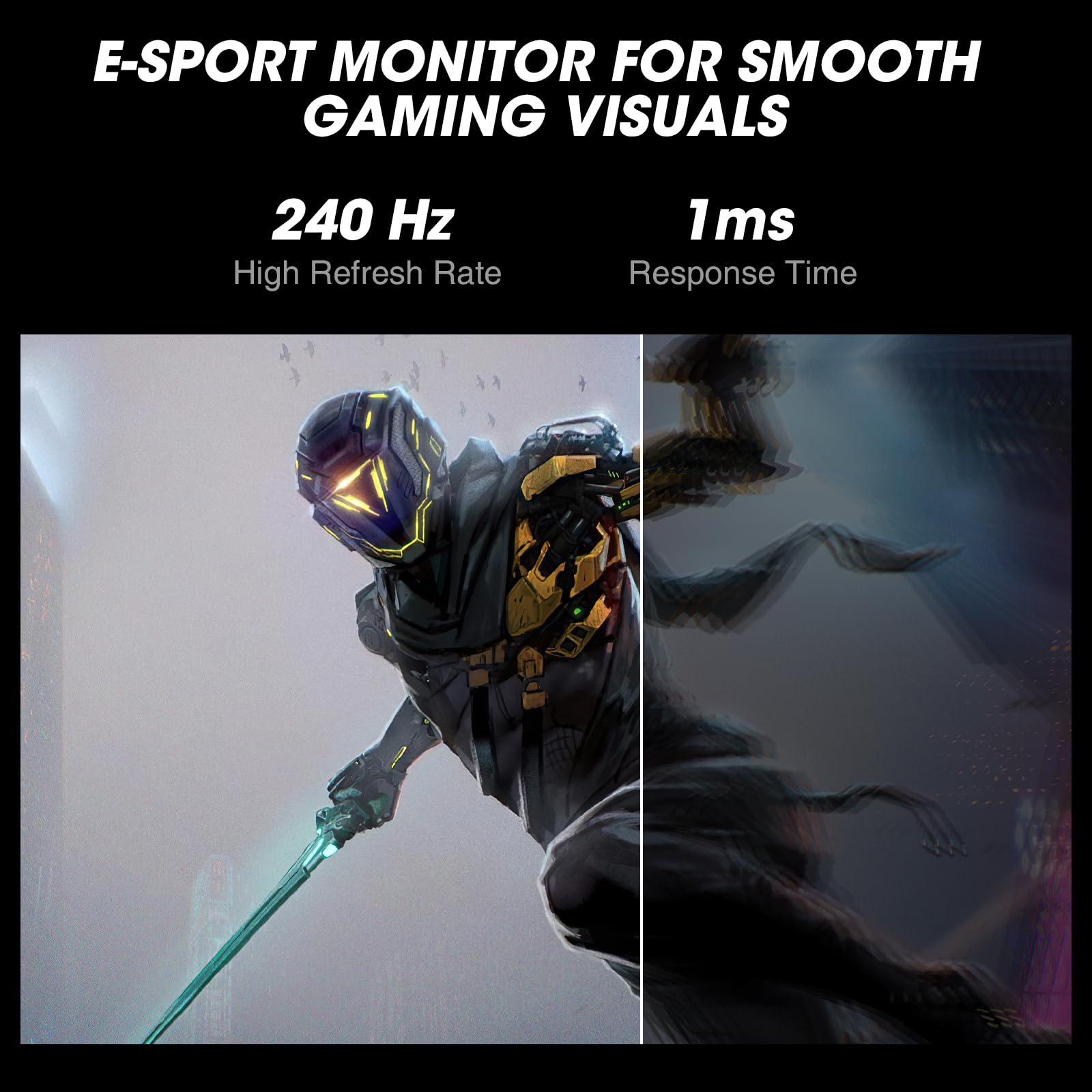 KOORUI 27" FHD Gaming Monitor, 240Hz, 1ms, Adaptive Sync, HDMI 2.0/DP 1.4, Black, Model GN02