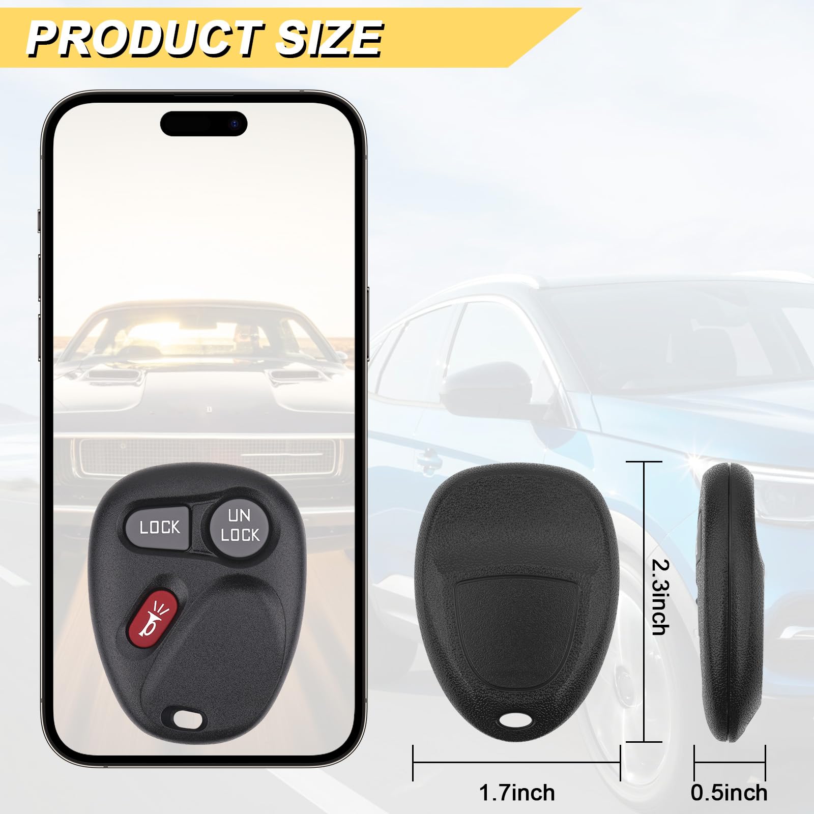 Vurkcy Key Fob Replacement For 2001-2002 Chevy Silverado Suburban Tahoe& Gmc Sierra Yukon/ 01-04 S10 Sonoma/ 2002 Avalanche& Esc