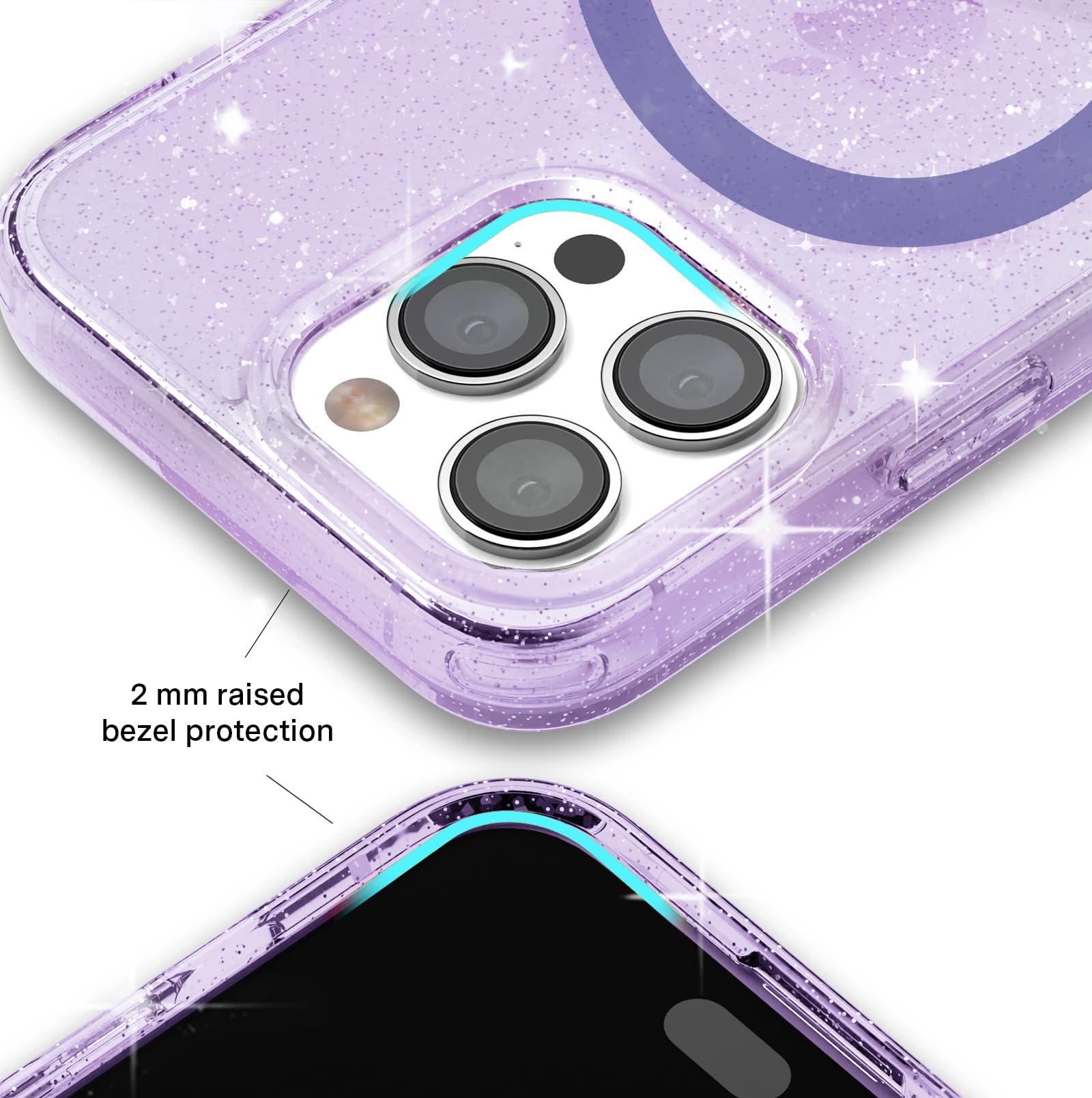 Velvet Caviar Compatible With Iphone 15 Pro Max Case Purple Glitter [8Ft Drop Tested] Compatible With Magsafe   Cute Protective