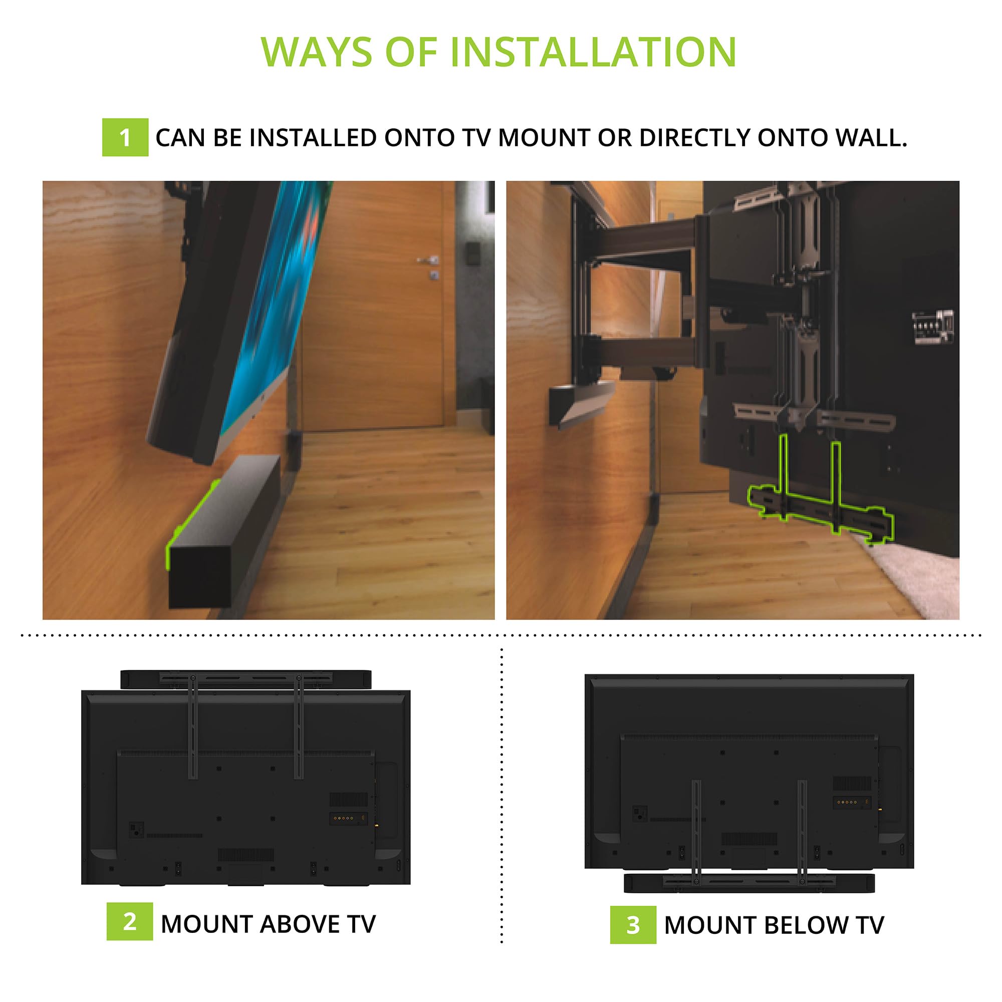 Kanto Sb200 Premium Universal Sound Bar Tv And Wall Mount | Black