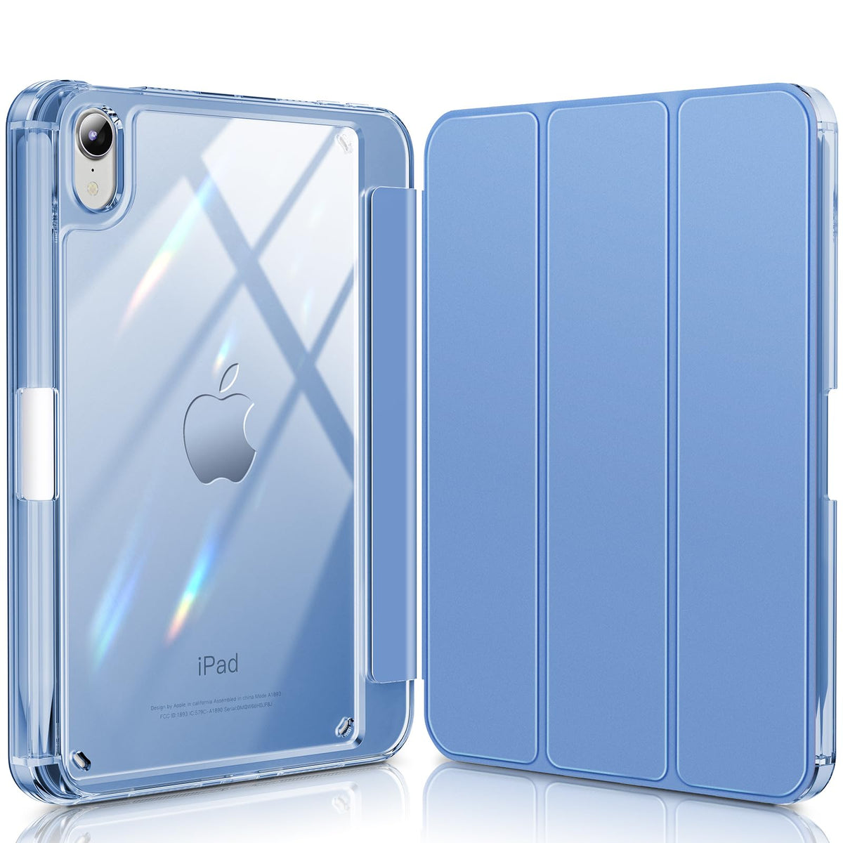 Infiland For Ipad Mini 7 Case, Ipad Mini 7Th (A17 Pro) /6Th Generation Case 8.3 Inch 2024/2021, Clear Back & Pu Leather Protective Cover With Pencil Holder Support Wireless Charging Cerulean Blue