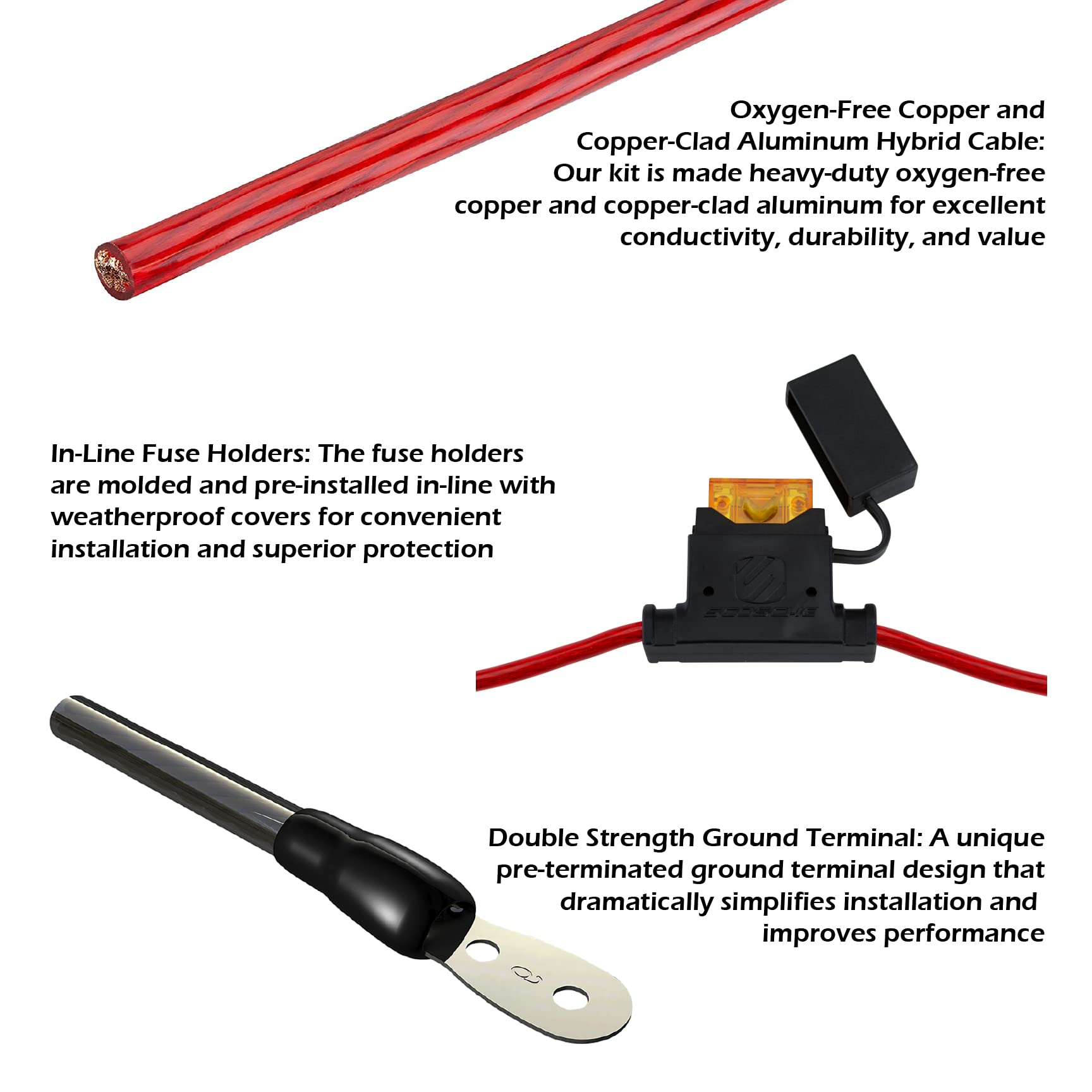 Scosche Install Centric Icak10 True 10 Gauge Hybrid Ofc High Current Amp/Subwoofer Wiring Kit | Complete 2 Ch Car Amplifier Inst