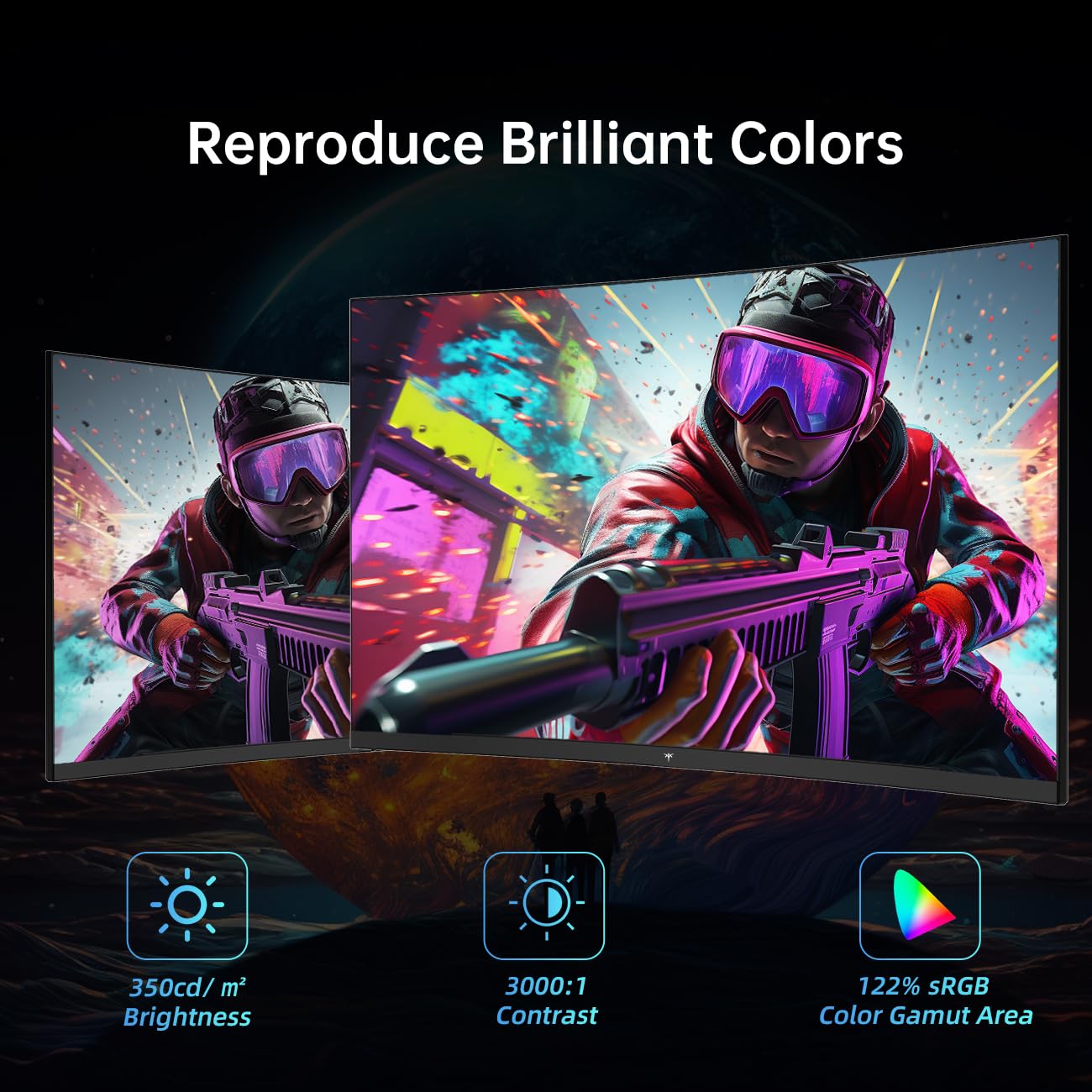 Ktc 32 Inch Curved Gaming Monitor, Fhd 1080P 165Hz Pc Monitor, 1500R, 122% Srgb With Hdr, Freesync Premium, Hdmi 2.0X2, Displayp