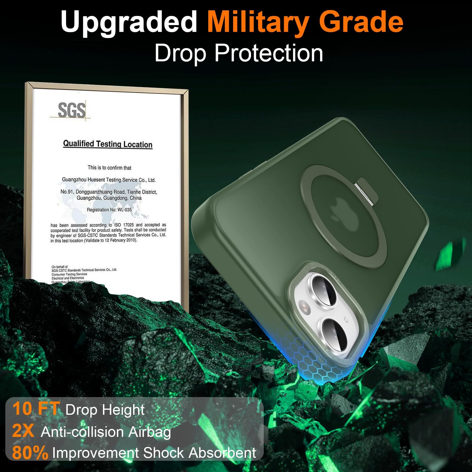 Lufanbis Magnetic For Iphone 13 Case With Ring Stand, [10 Ft Drop Protection] [Velvety Touch] Slim Translucent Matte Back Shockp