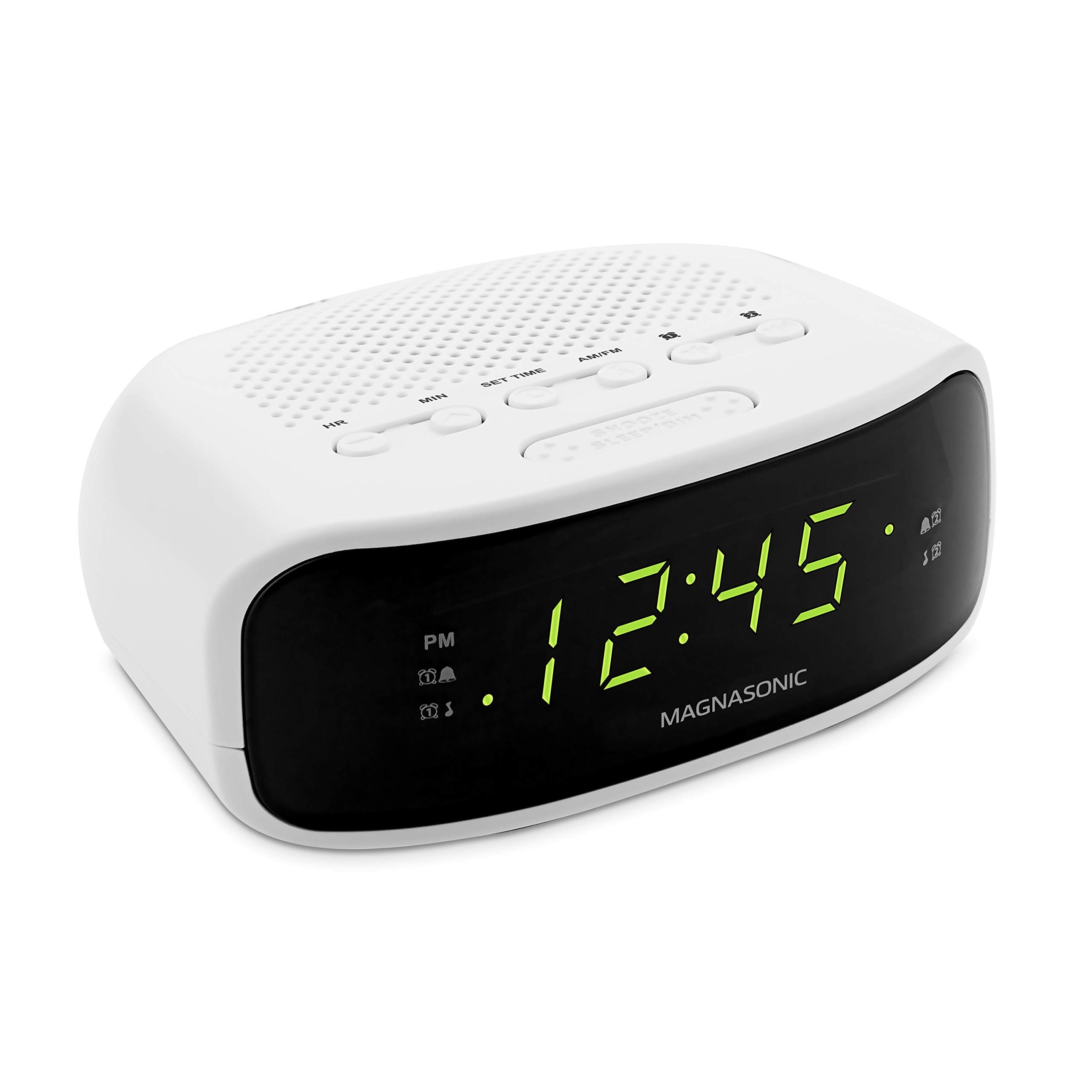 Magnasonic Digital Am/Fm Clock Radio With Battery Backup, Dual Alarm, Sleep & Snooze Functions, Display Dimming Option,White (Ea