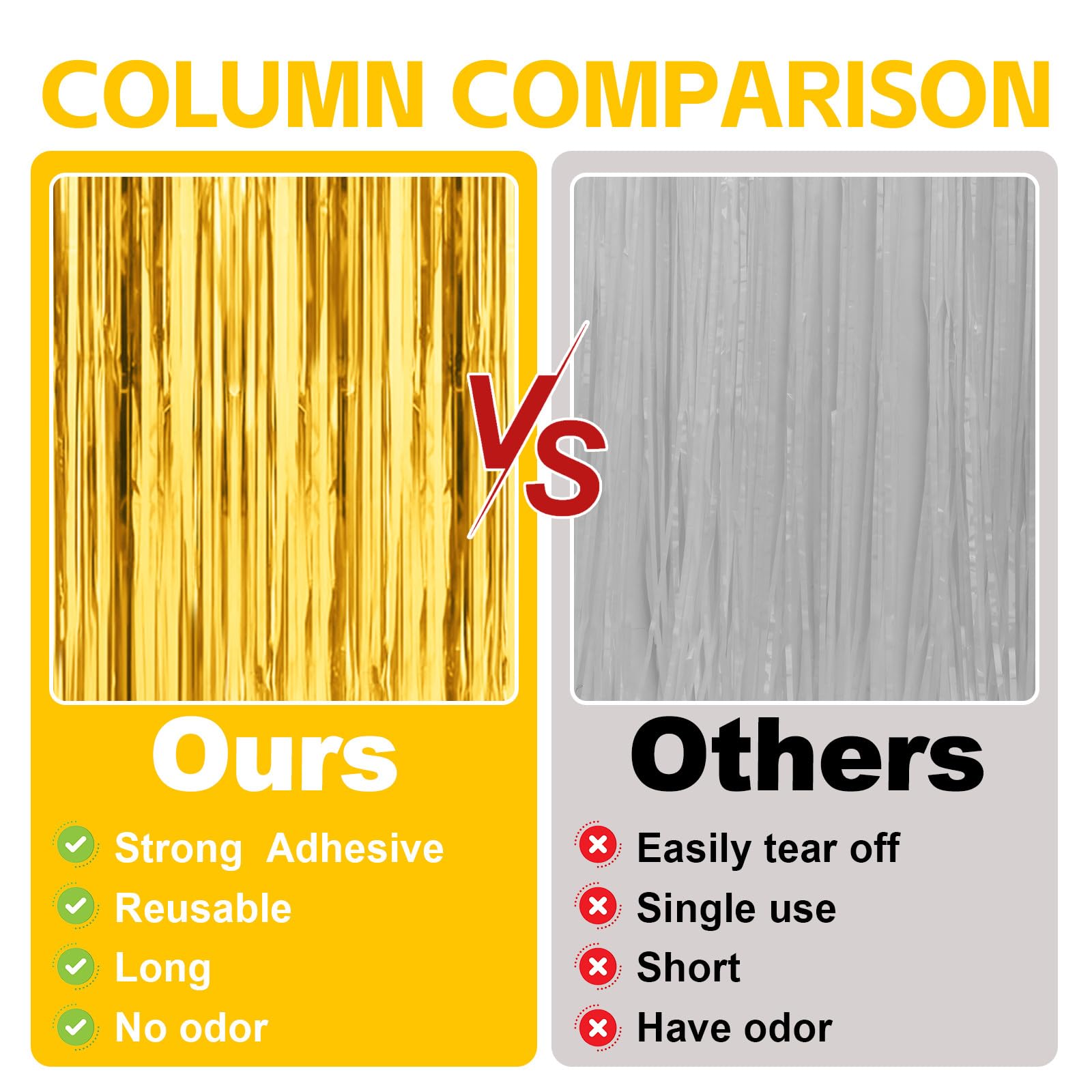 3 Pack 3.3 Ft X 9.9 Ft Gold Tinsel Curtain Party Backdrop Decorations, Metallic Foil Fringe Backdrop Door For Bachelorette Party